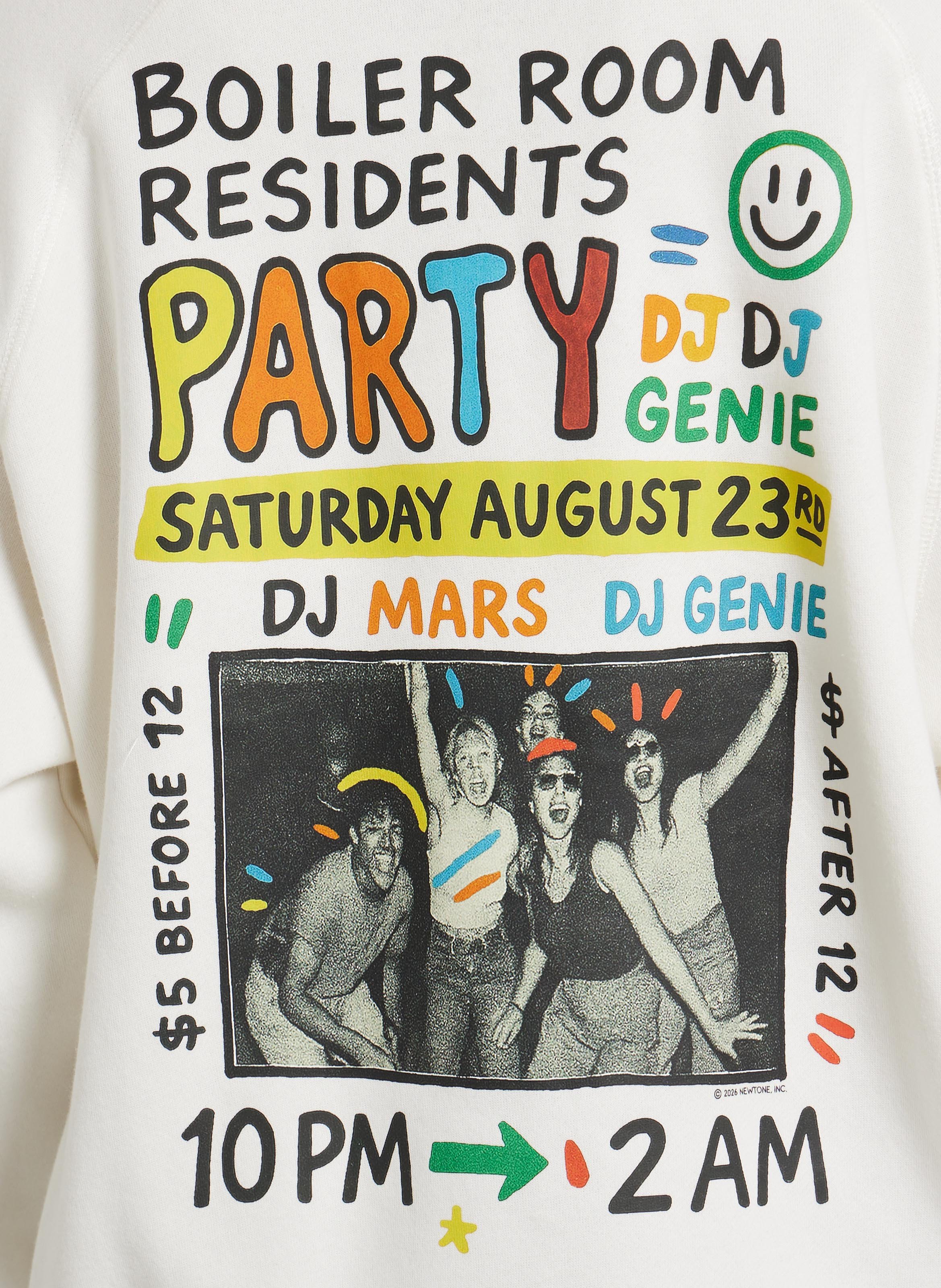 Gerade geschnittener Rundhals-Sweater mit Siebdruck NEWTONE Weiss