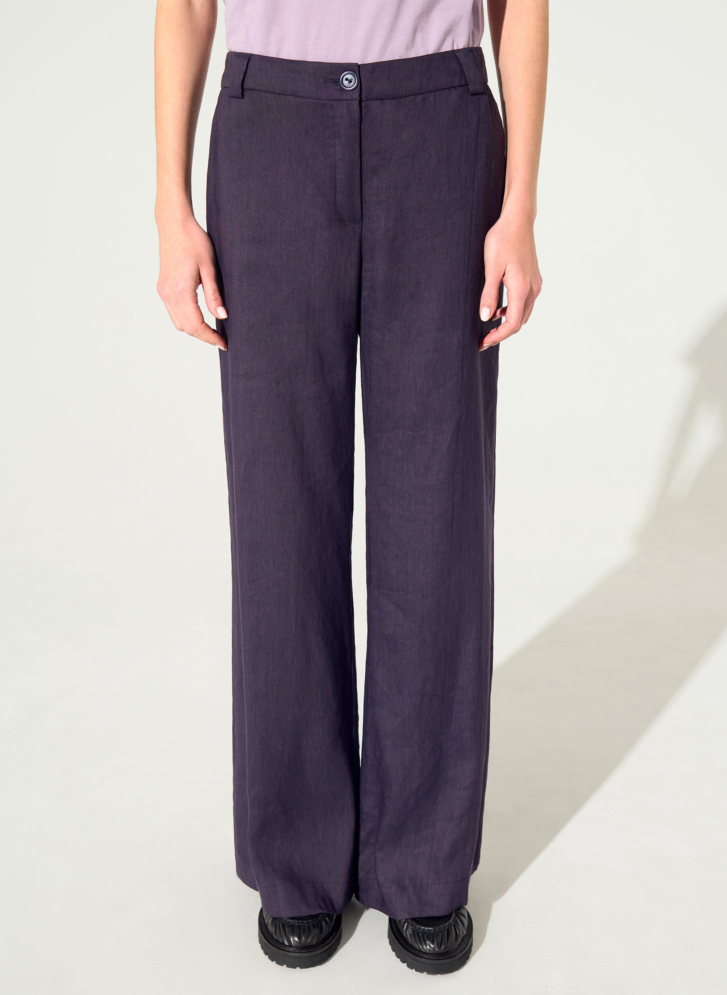 Wide-leg linen-blend pants COTELAC Purple