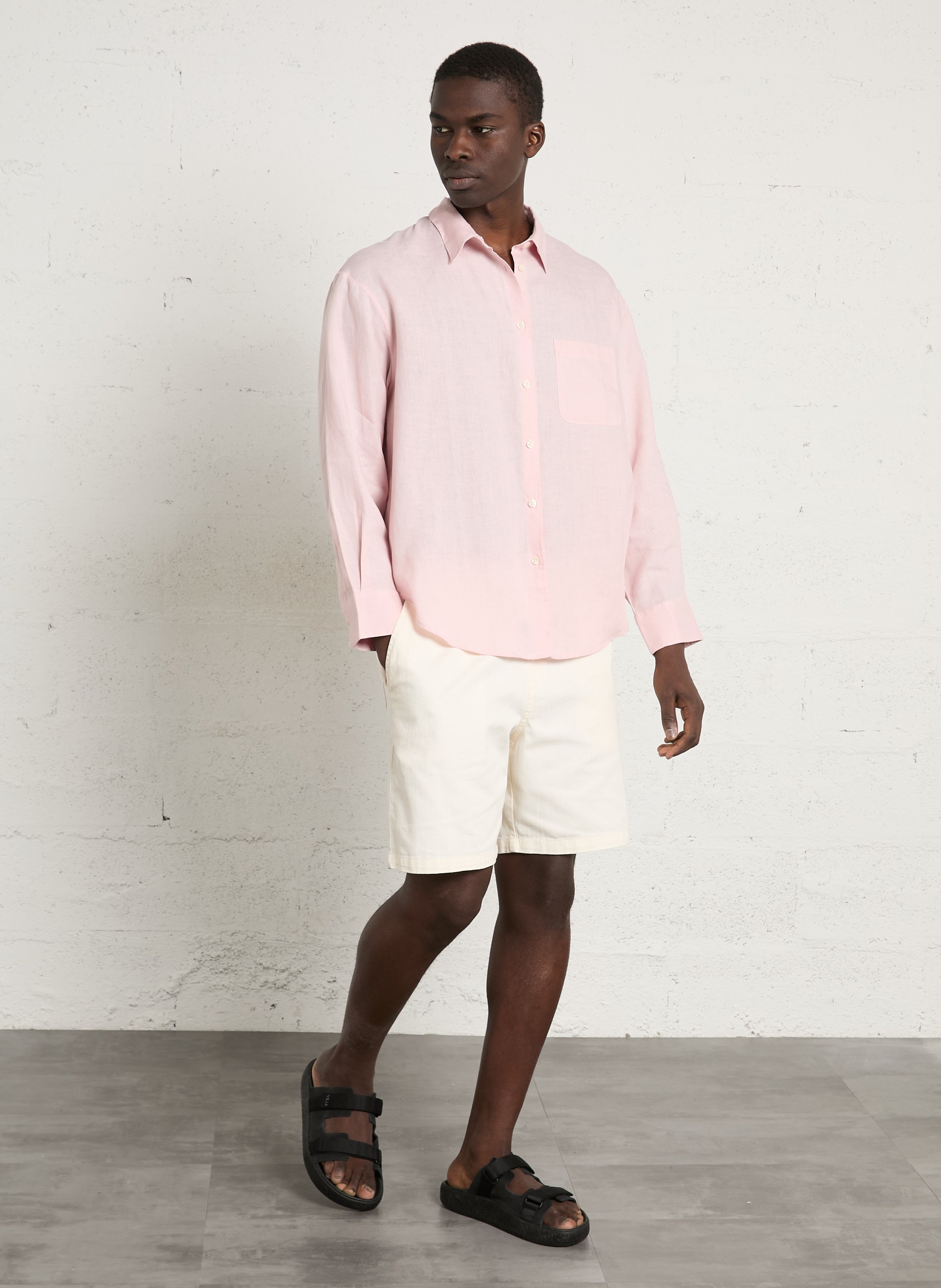 Weite Leinenbluse mit klassischem Kragen COLORFUL STANDARD Rosa