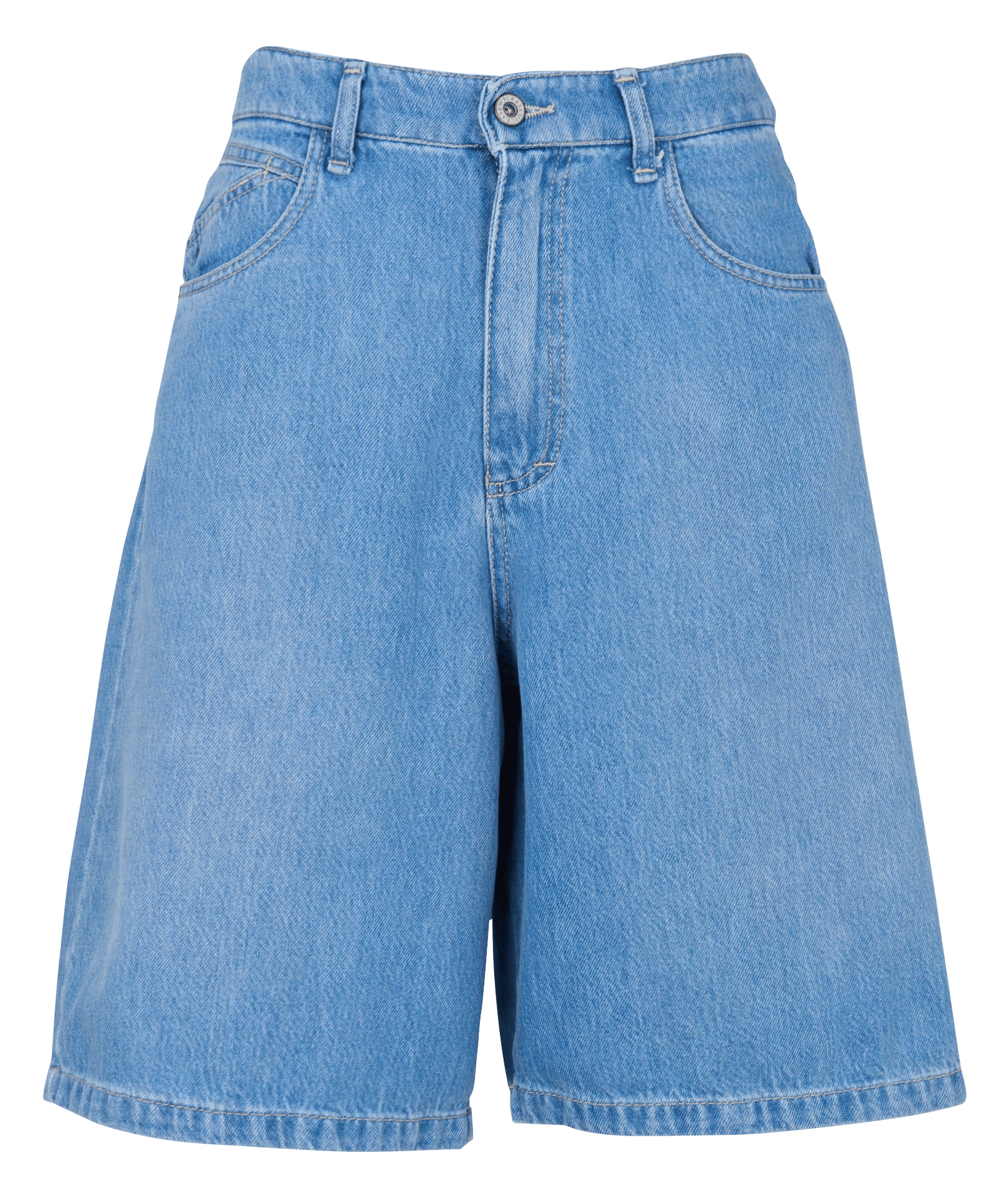 High-waisted large cotton blend Bermuda shorts PLEASE Blue