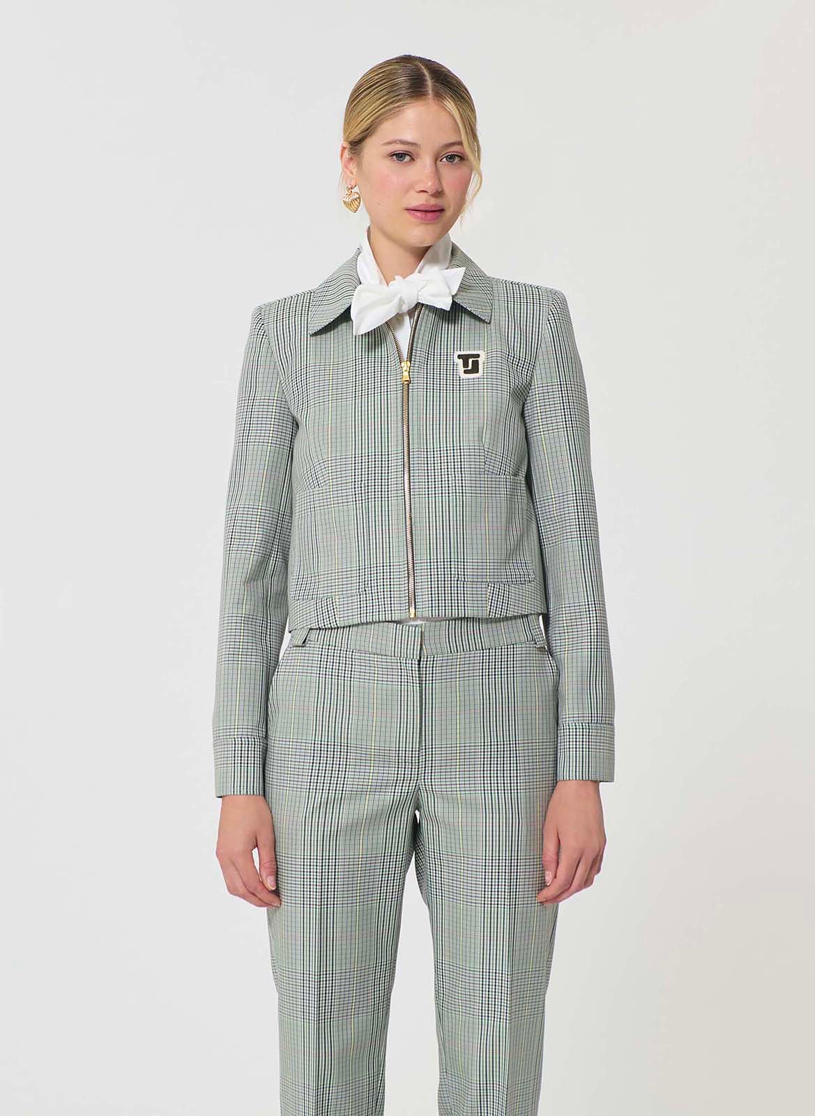 Veste courte droite imprimée TARA JARMON Vert