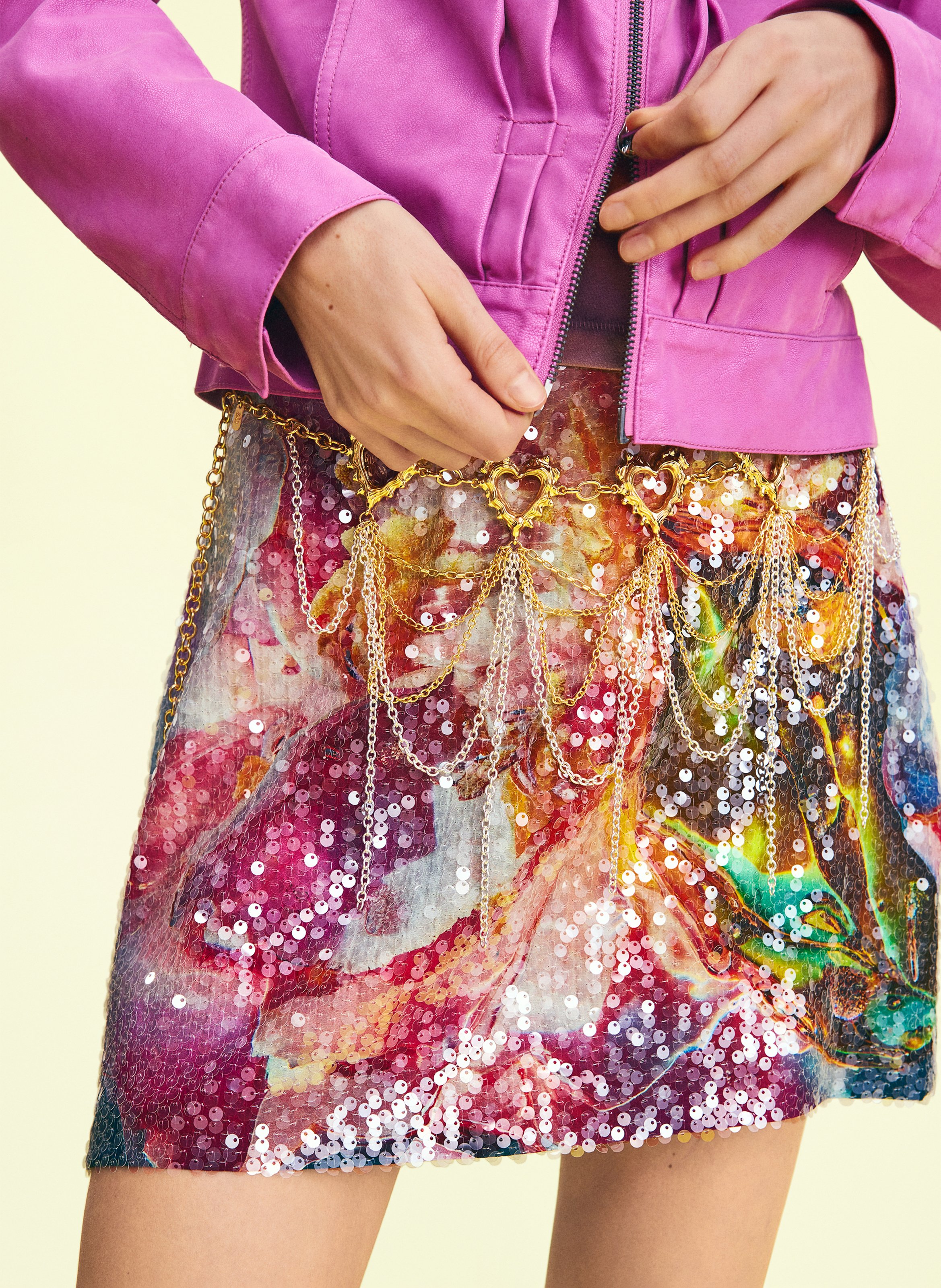 Veste effet cuir col rond DESIGUAL Rouge