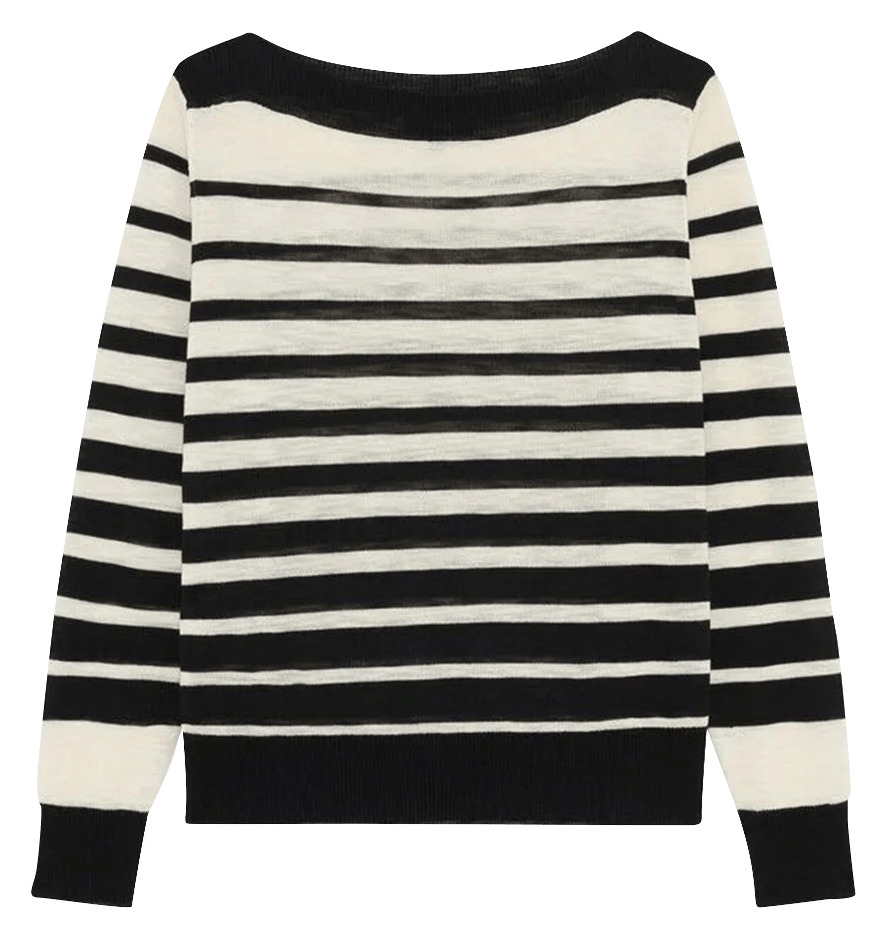 Pull droit col bateau en maille rayée CAROLL Noir