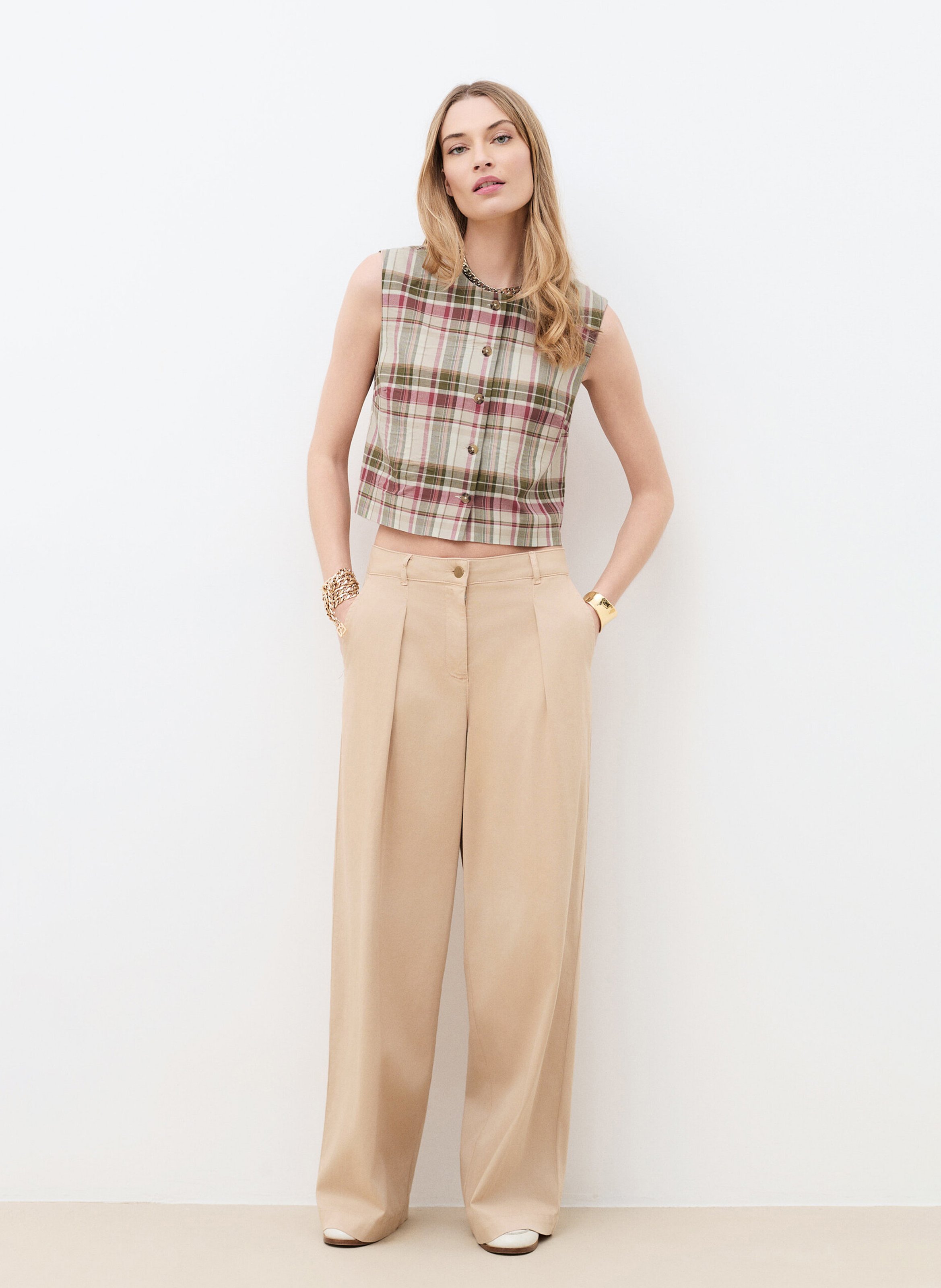 Top col rond en coton bio CAROLL Vert