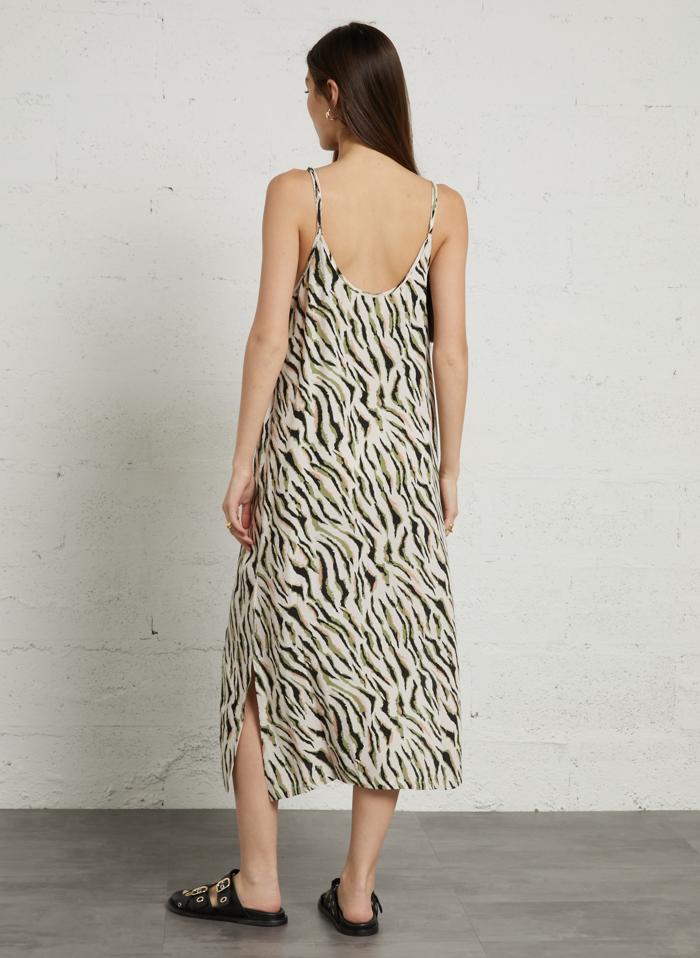 V-neck long printed dress LE TEMPS DES CERISES Blue