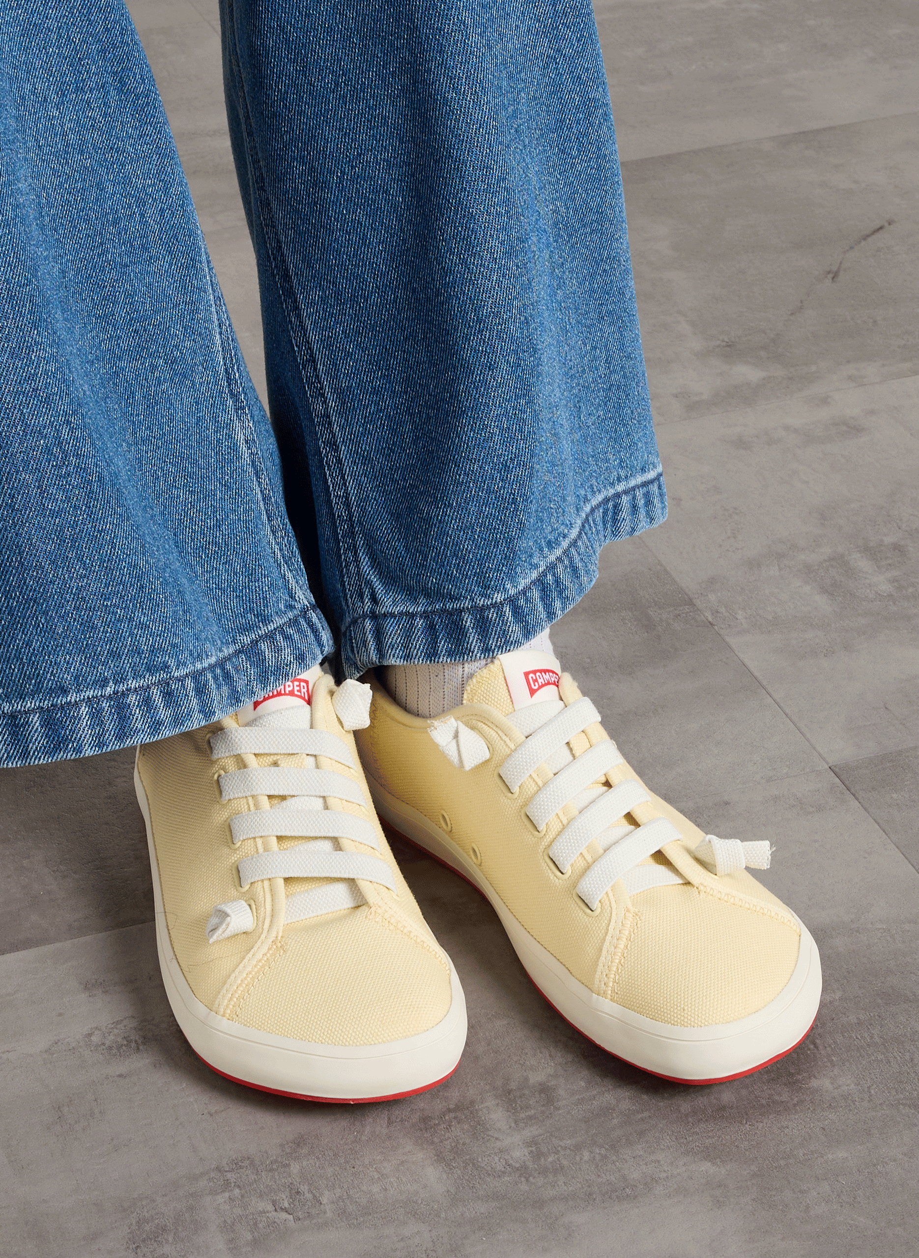 Low-top plain sneakers in recycled cotton CAMPER Yellow