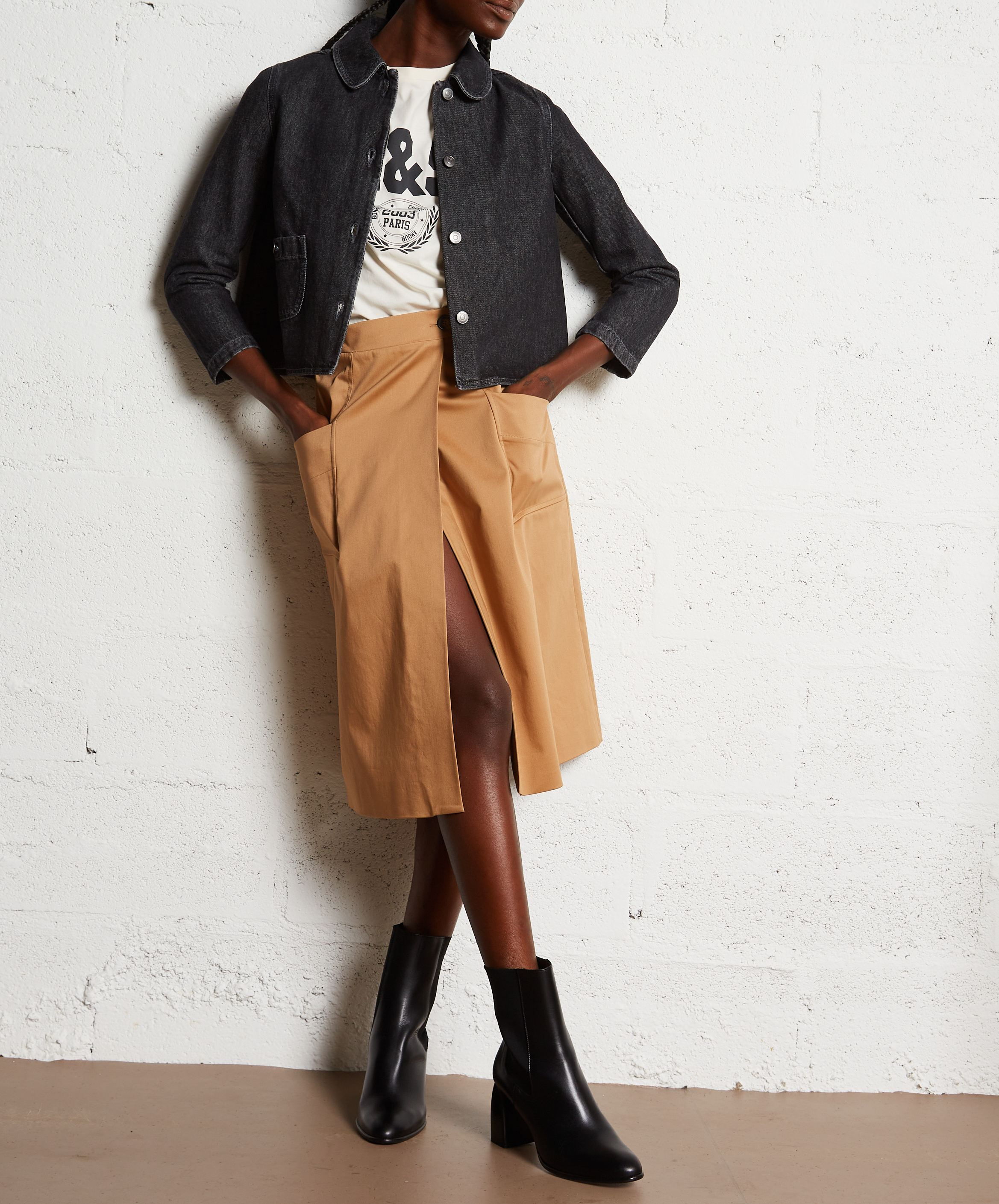 Tee-shirt col rond en coton BA&SH Beige