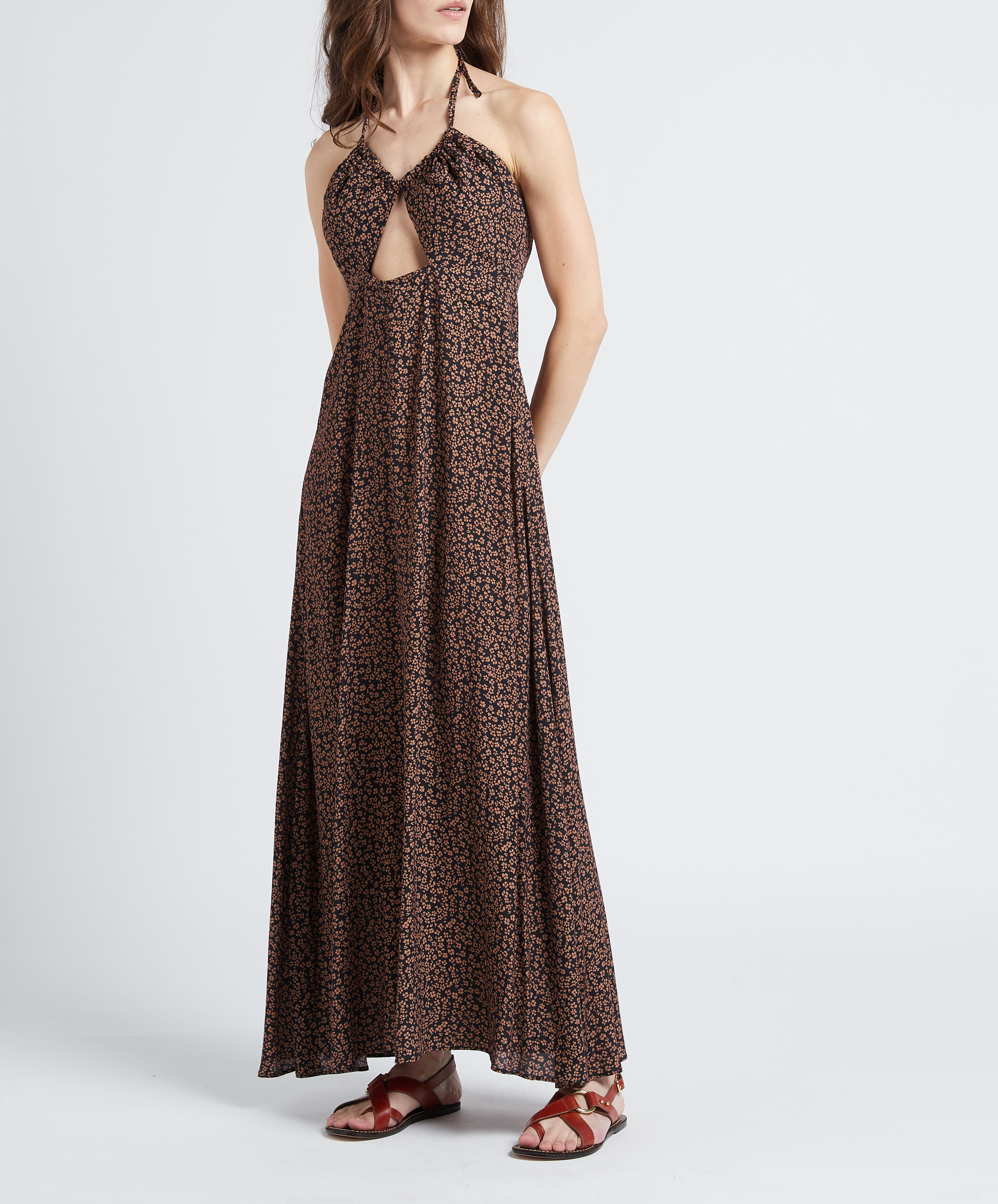 Printed V-neck dress THE NEW SOCIETY Black