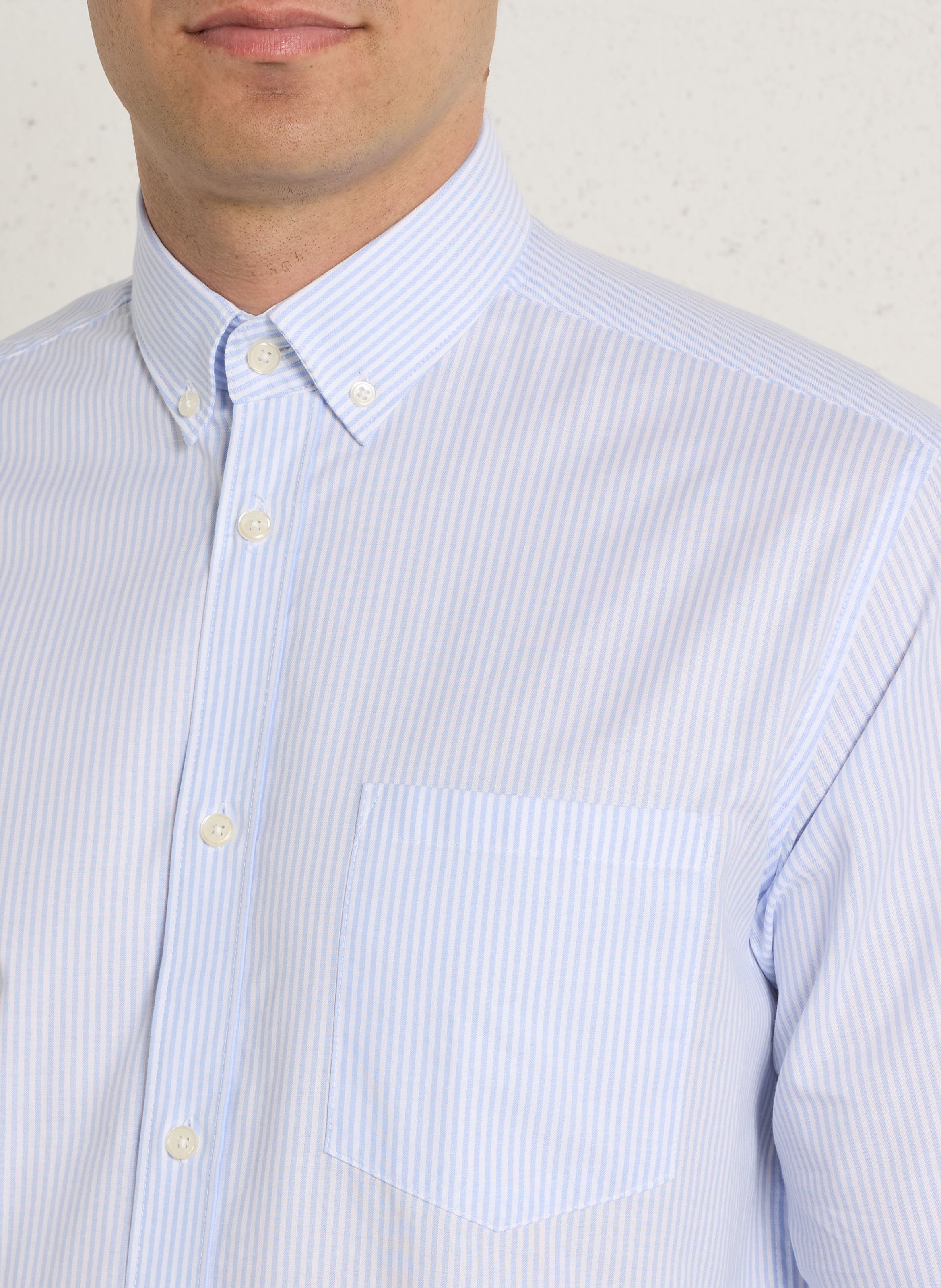 Chemise droite rayée en coton AU PRINTEMPS PARIS Bleu