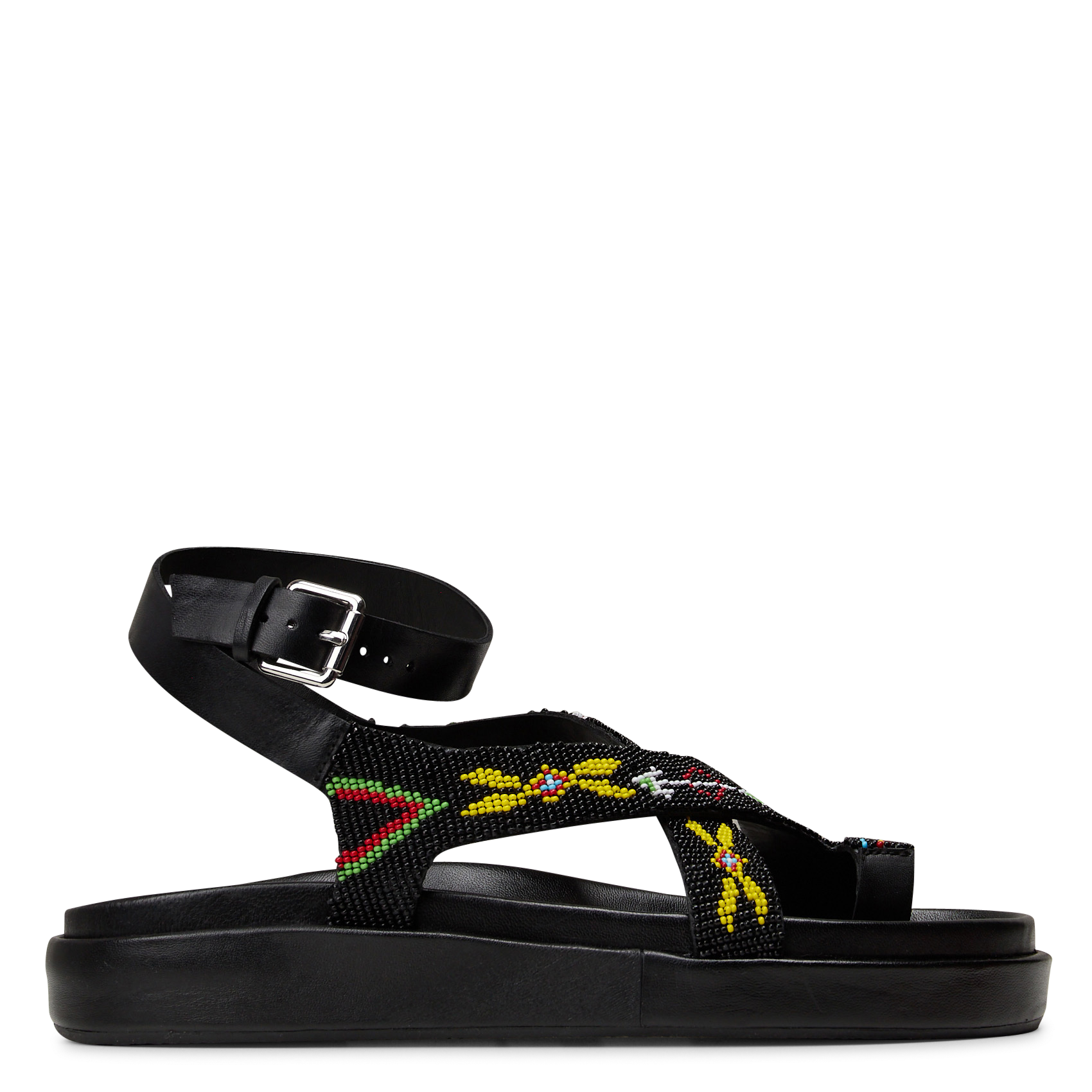 Sandales plates en cuir BERENICE Noir