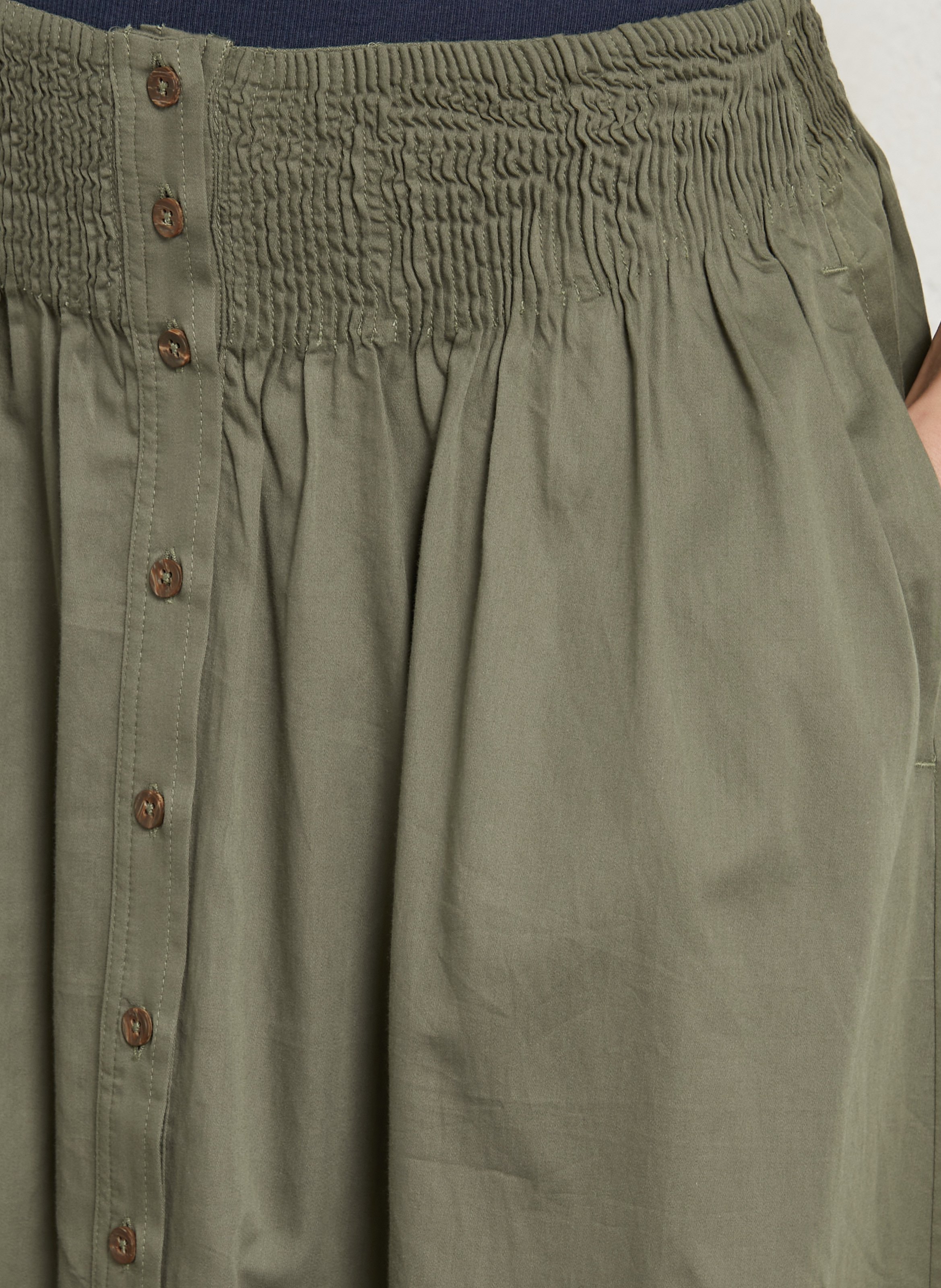 Jupe midi en coton Vert