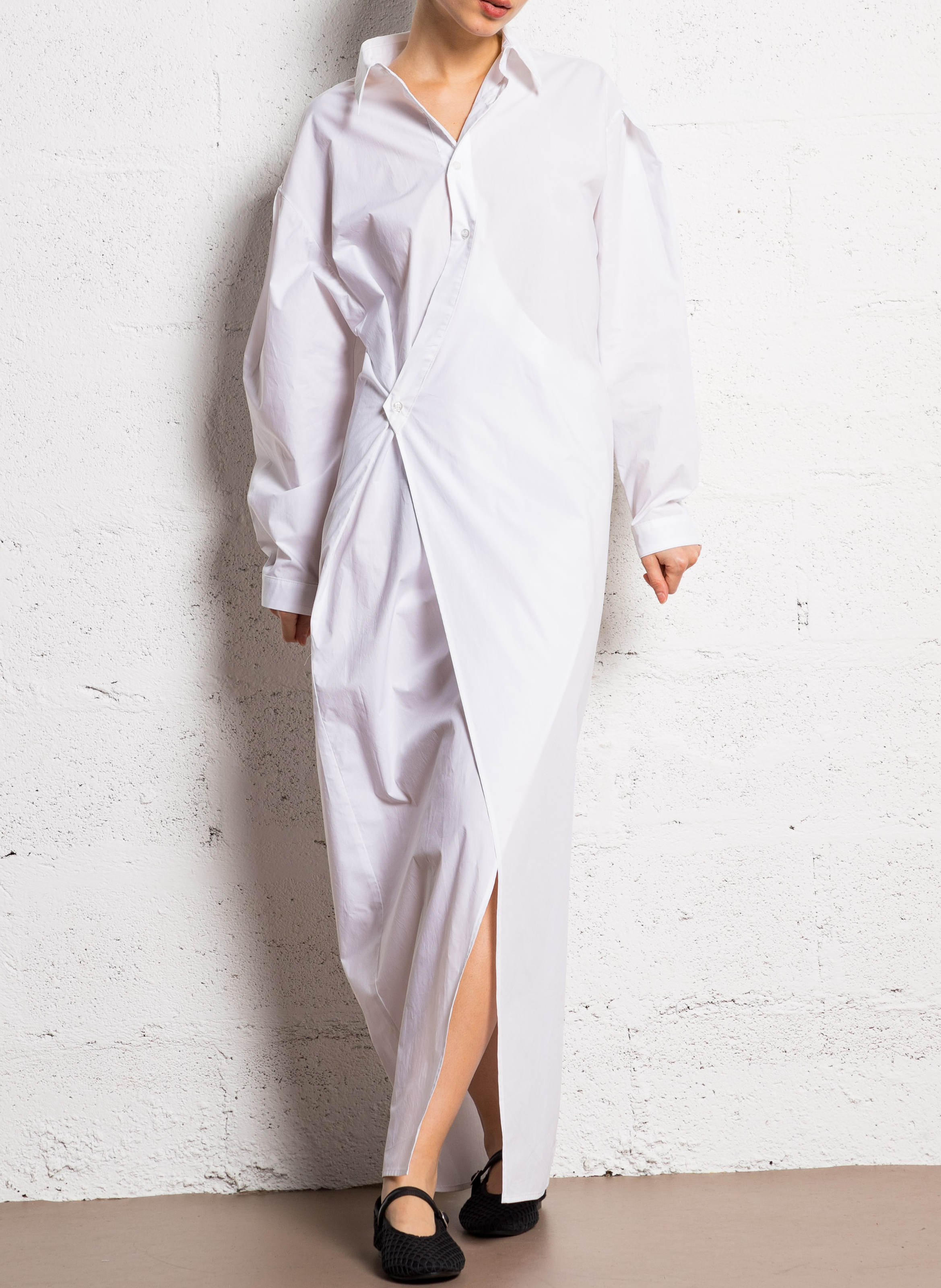 Long cotton wrap dress ATTIC AND BARN White
