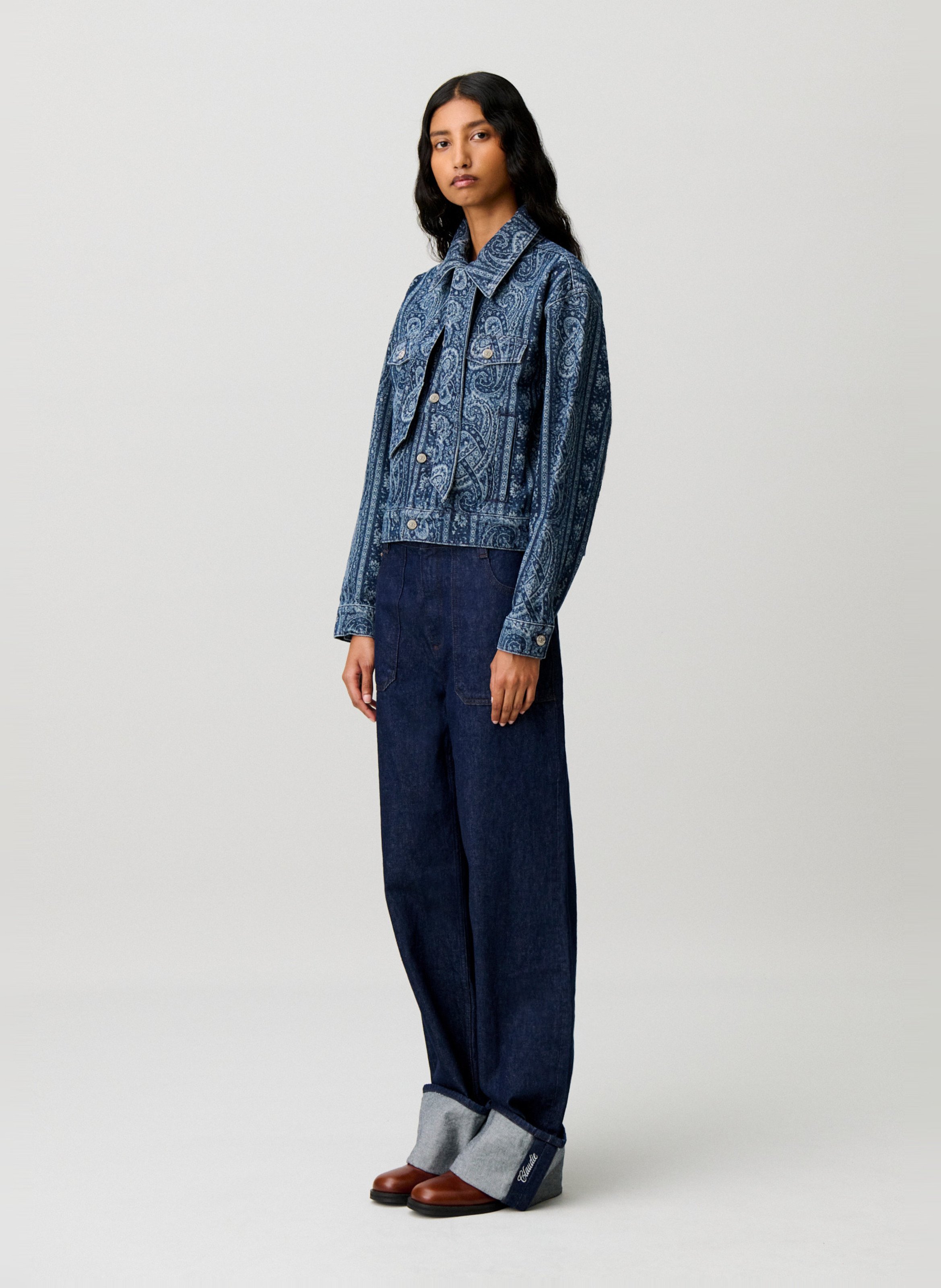 Katoenen jasje van spijkerstof CLAUDIE PIERLOT Blauw