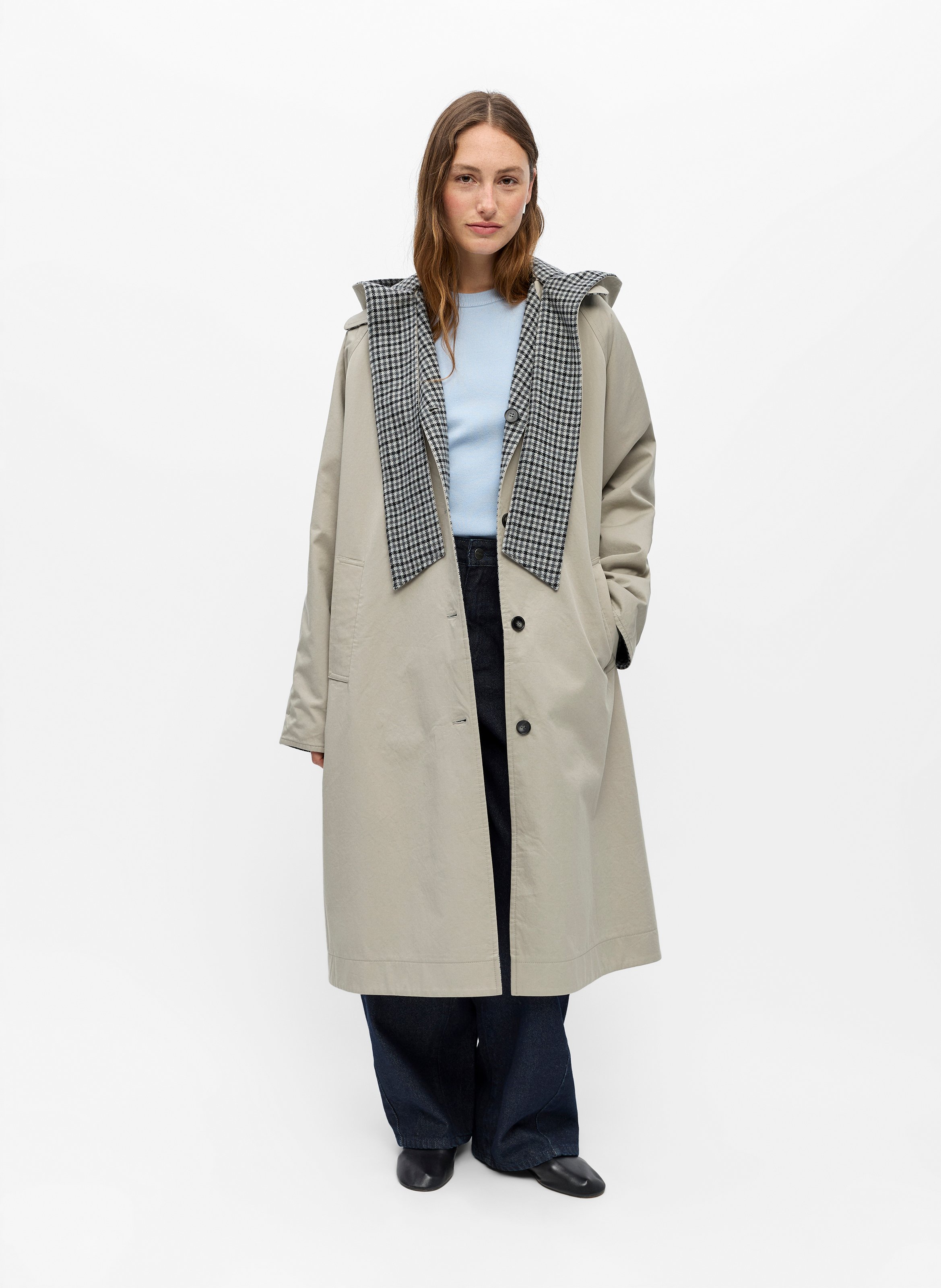 Long Reversible Trench Coat OBJECT Grey