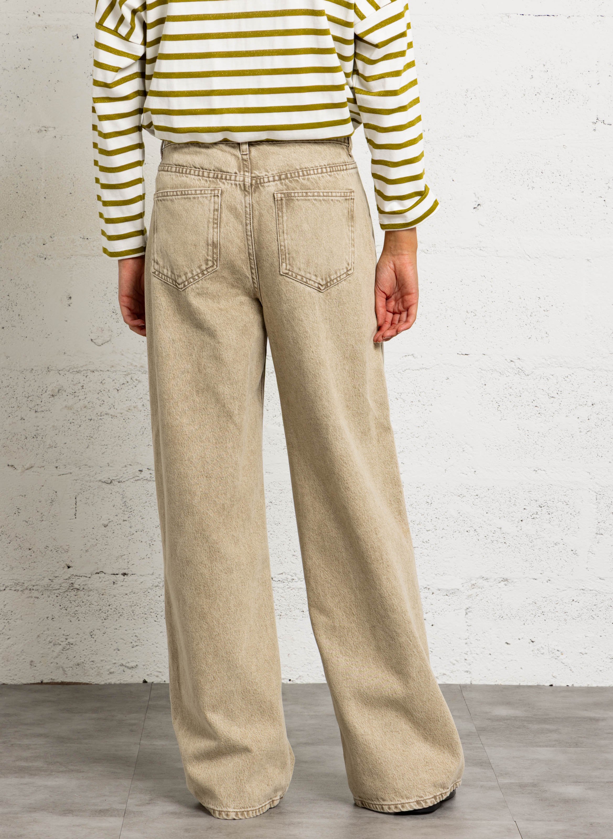 Wide-leg cotton-blend jeans DES PETITS HAUTS Pink
