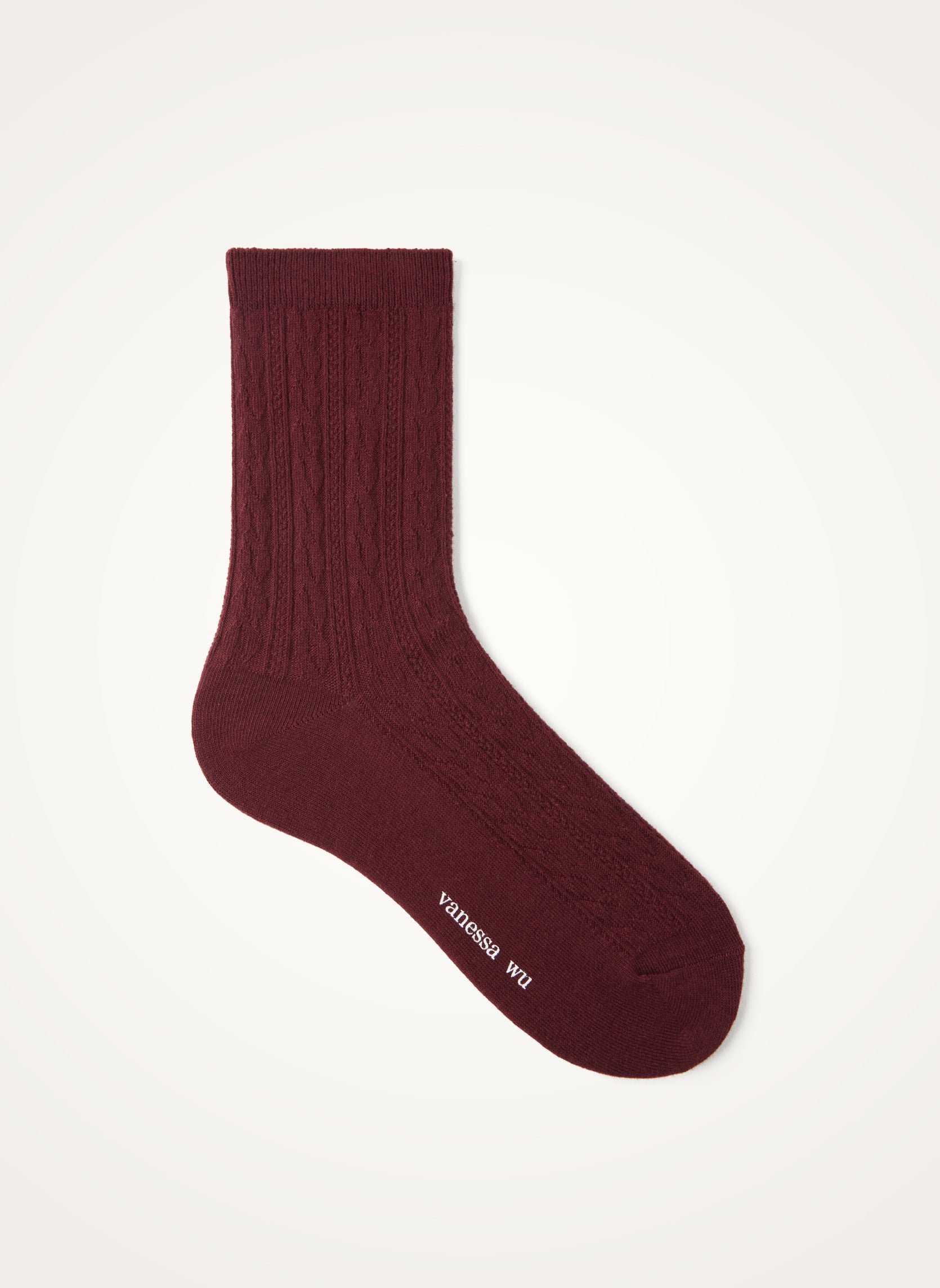 Ribbed Braided High Socks VANESSA WU Red