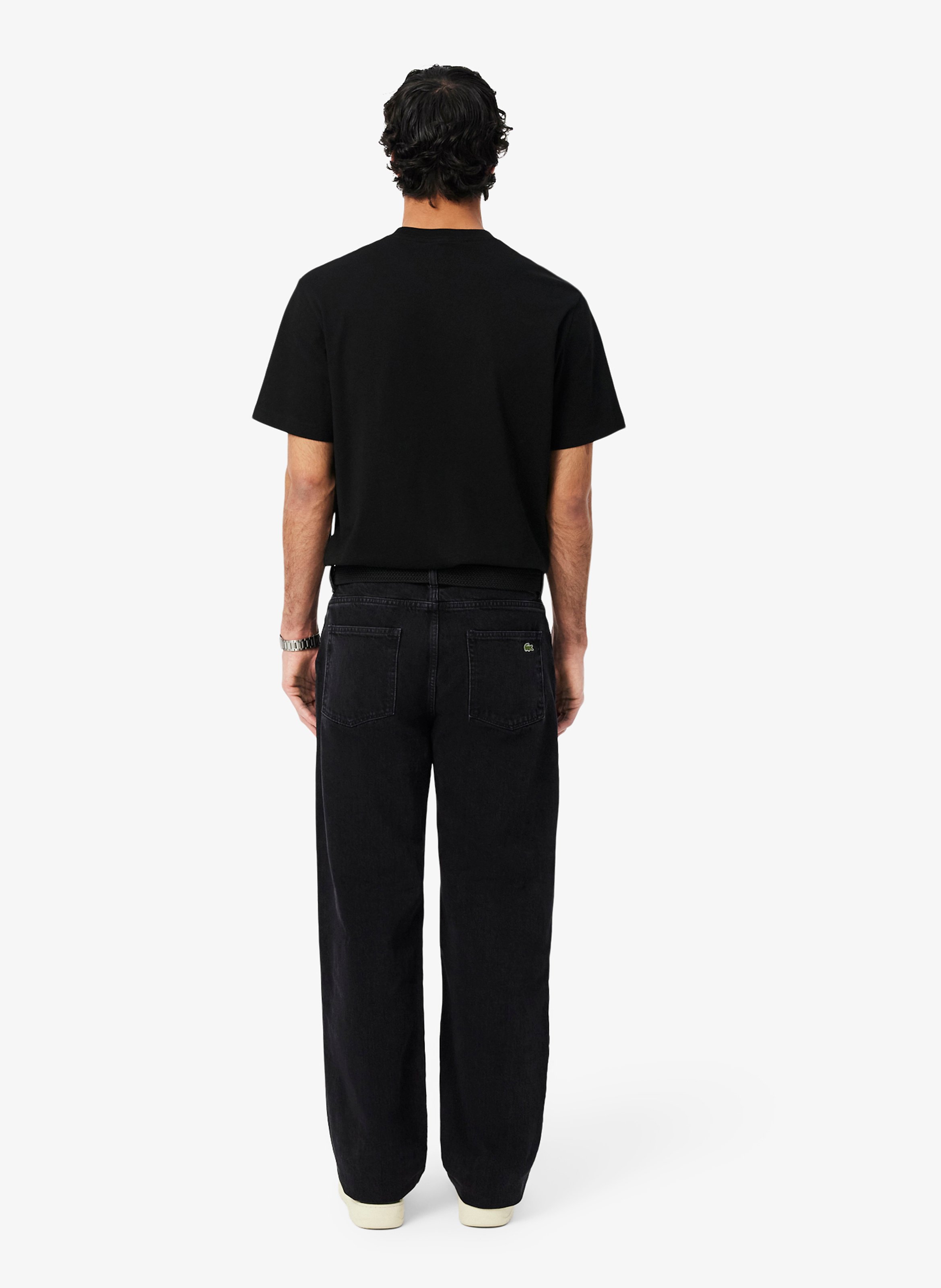 Jean droit en coton LACOSTE Black