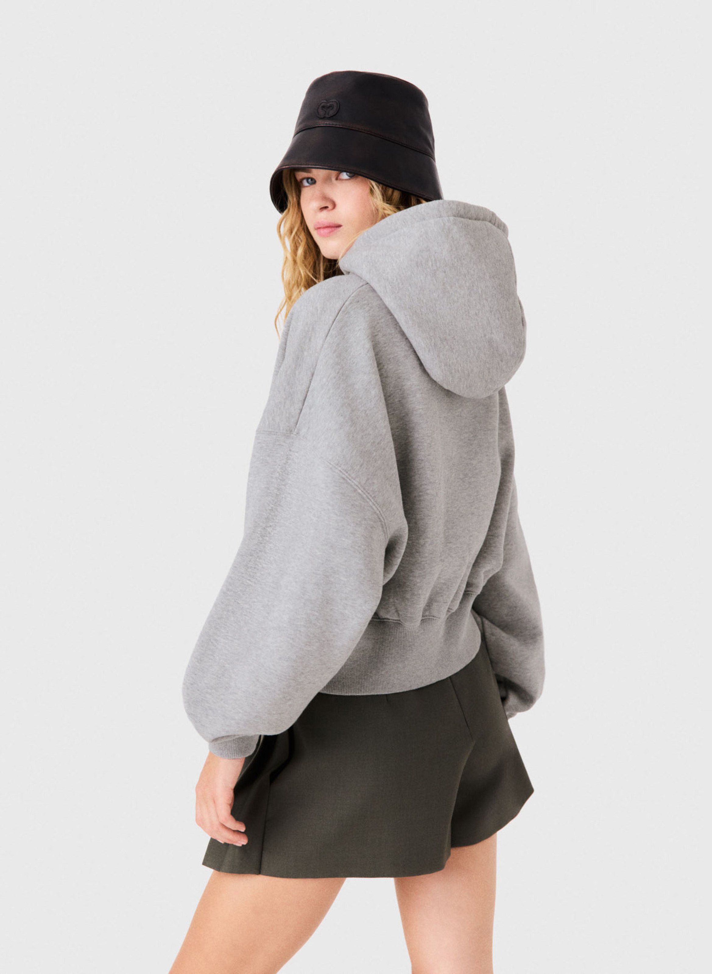Rechte bedrukte katoenmix sweater MAJE Grijs
