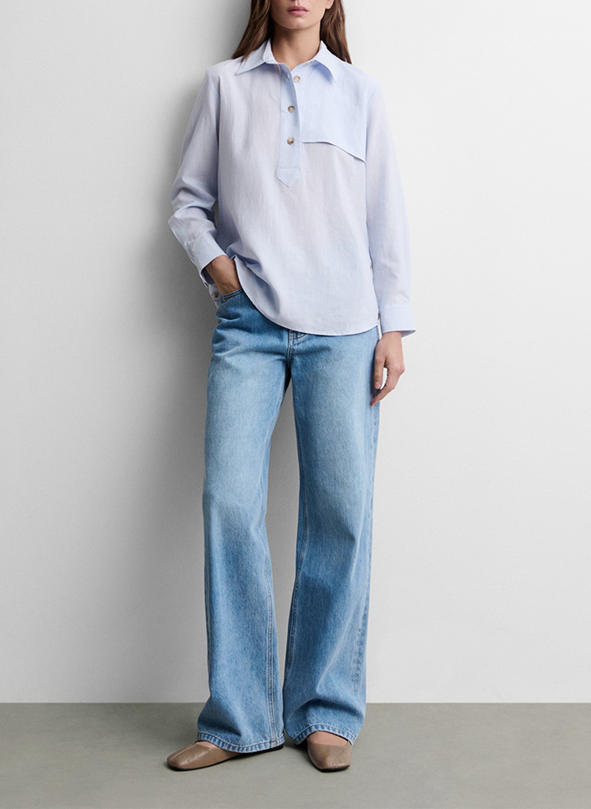 Chemise col boutonné unie SIMORRA Bleu