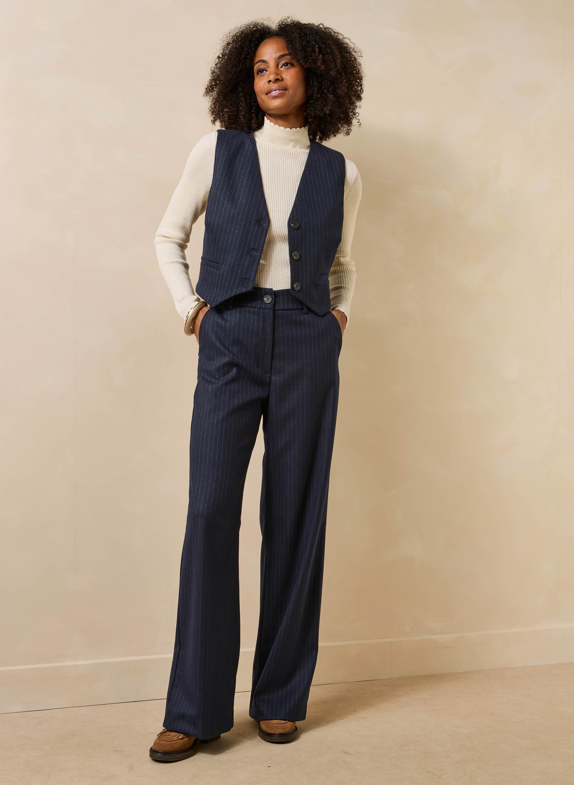 Pantalon large à rayures | Bleu LA FEE MARABOUTEE Femme
