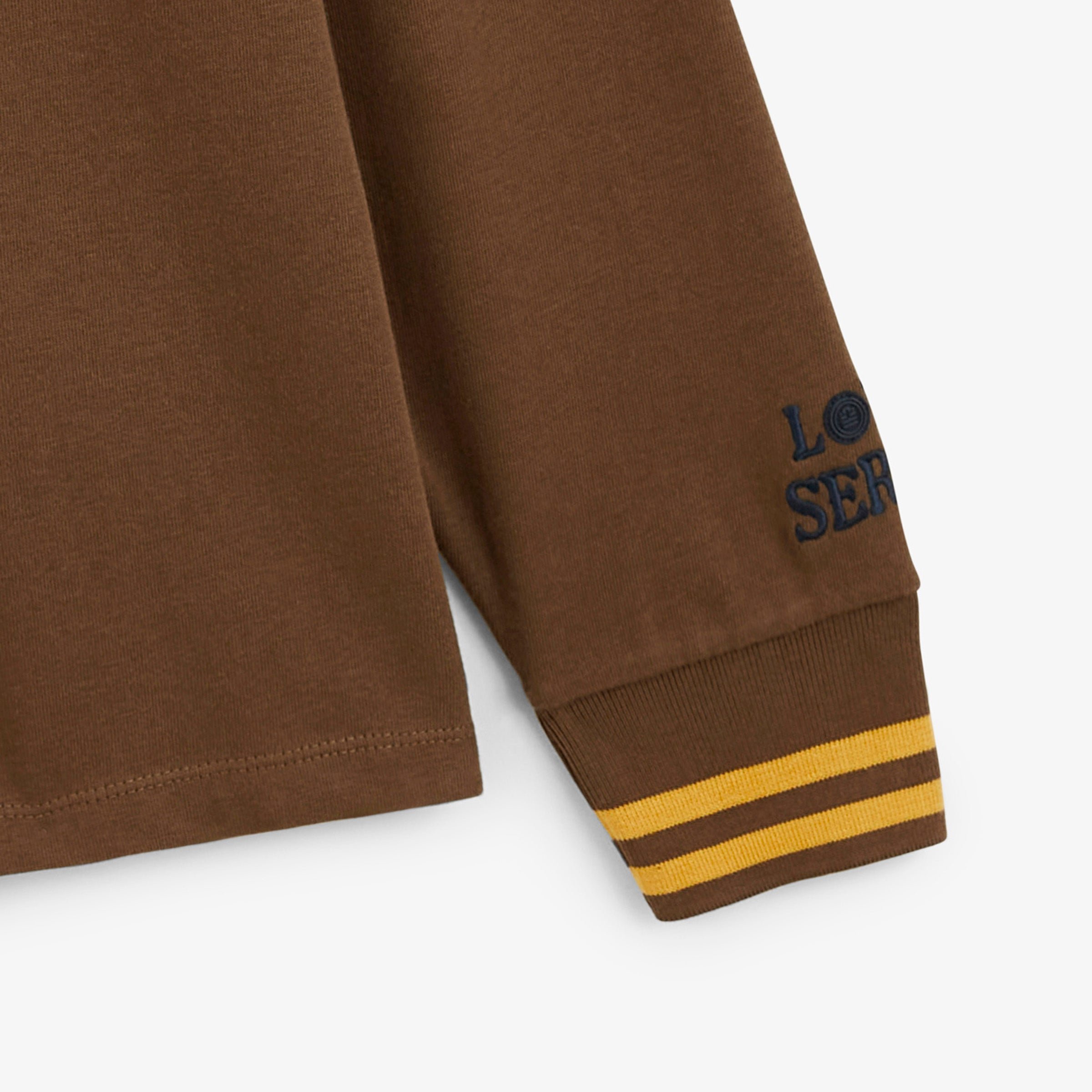 Long-sleeved rugby polo shirt with boucle heart badge SERGE BLANCO Brown