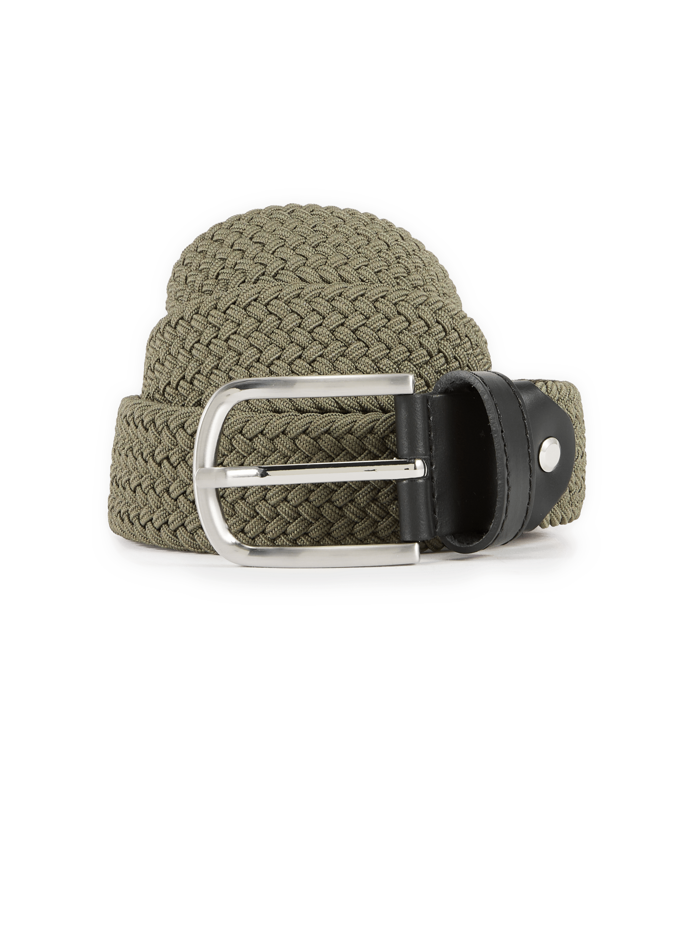 Wide braided textile belt AU PRINTEMPS PARIS Khaki