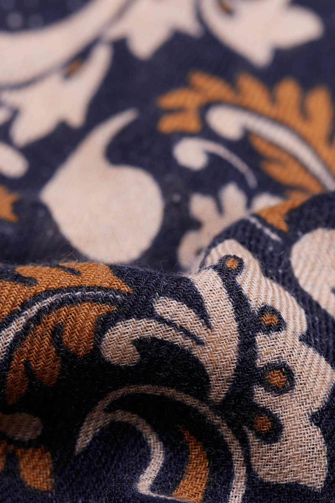 Printed wool and cashmere scarf MAISON LECOMTE FLAMENT Blue