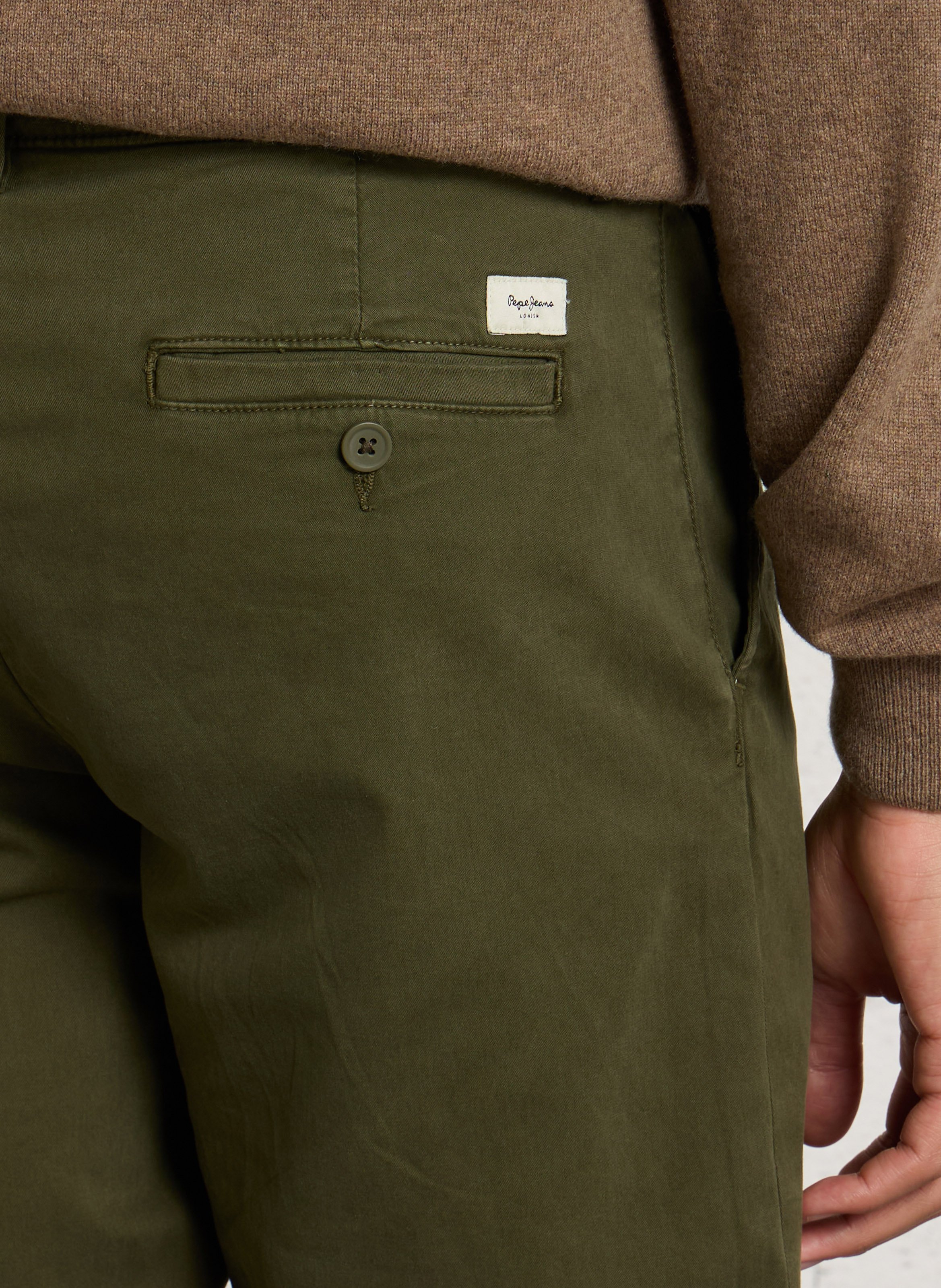 Chinobroek van katoenmix PEPE JEANS Groen