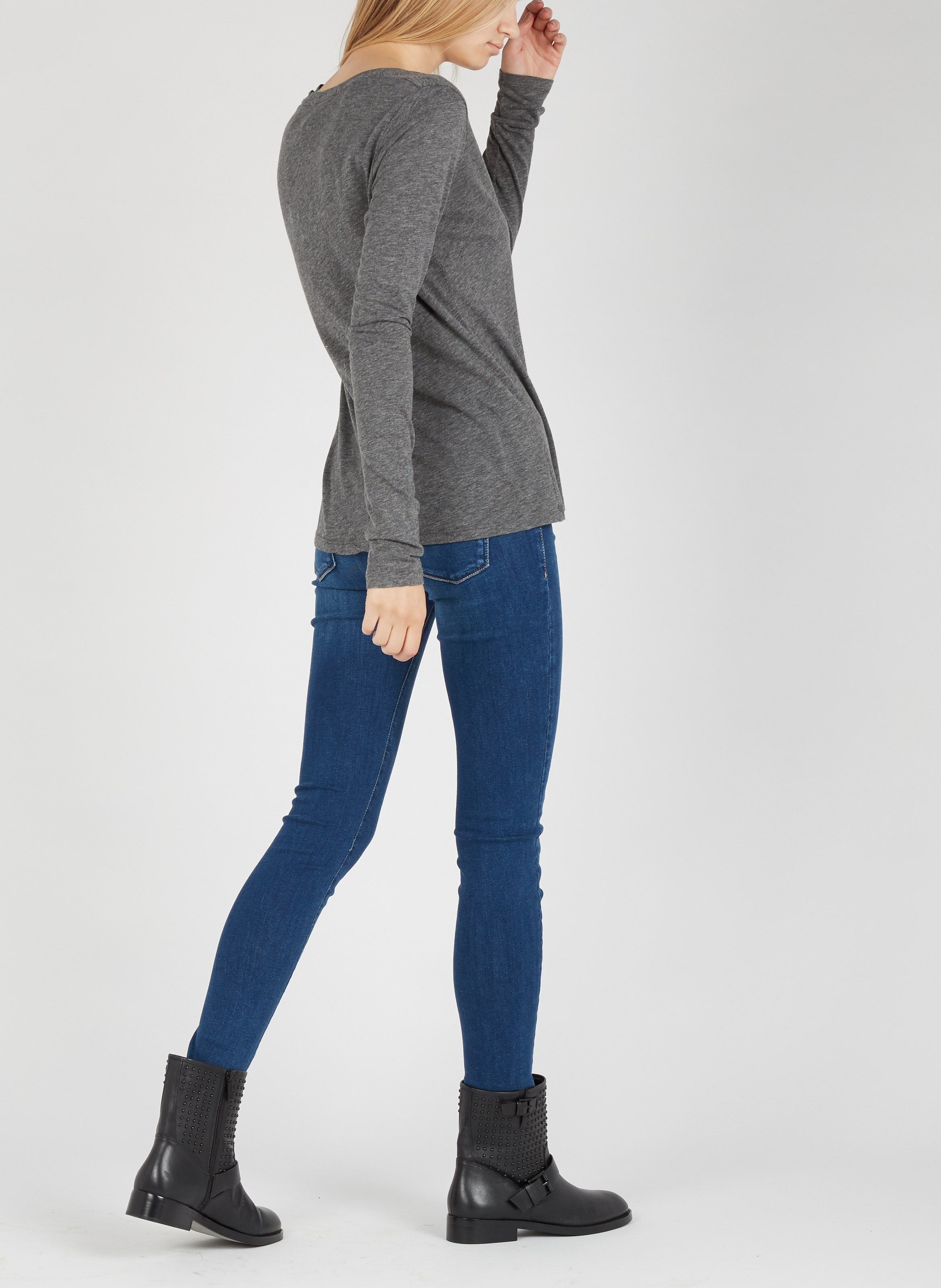 Rundhals-T-Shirt aus Baumwolle Grau