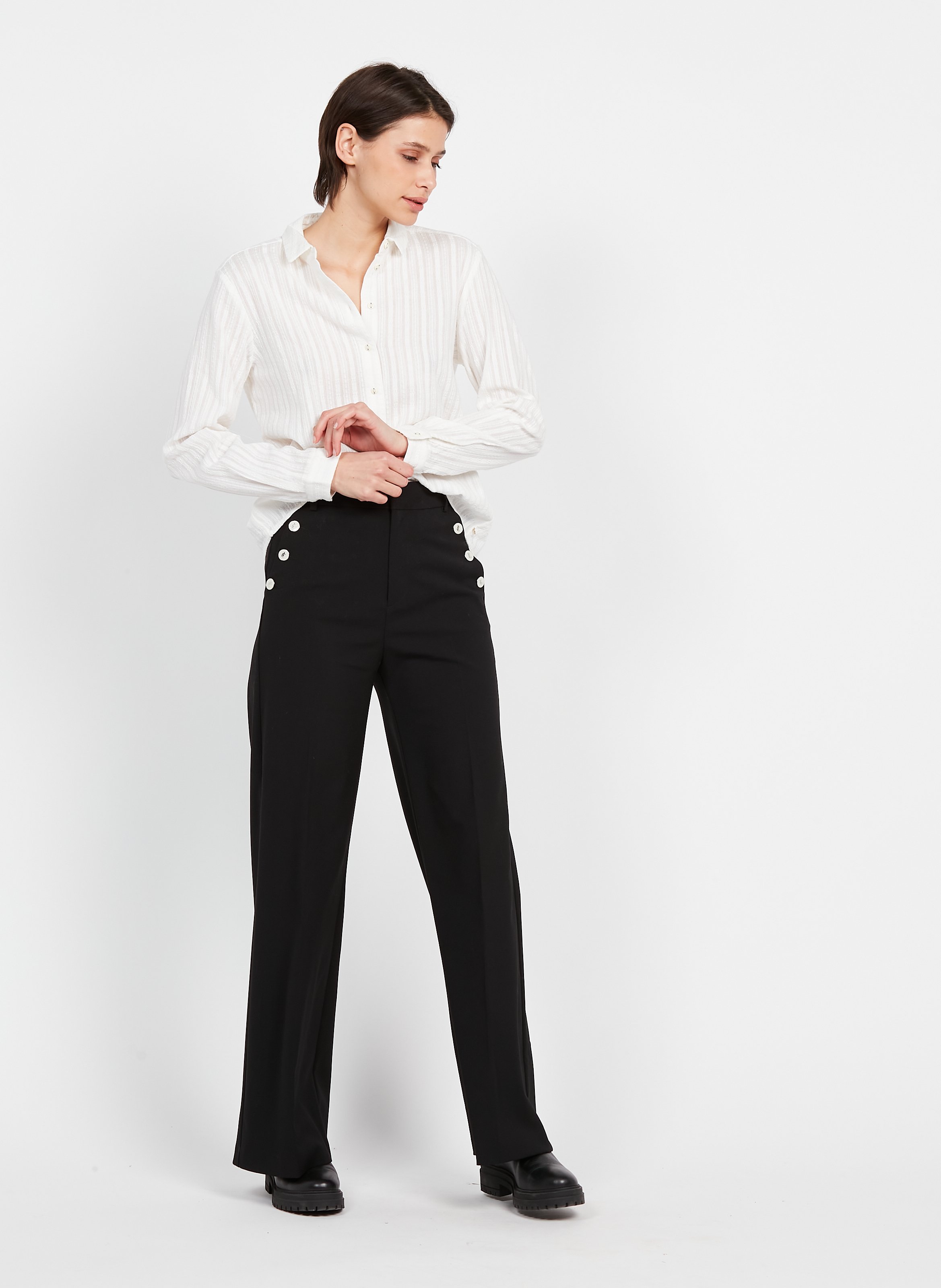 Pantalon talle best sale alto negro