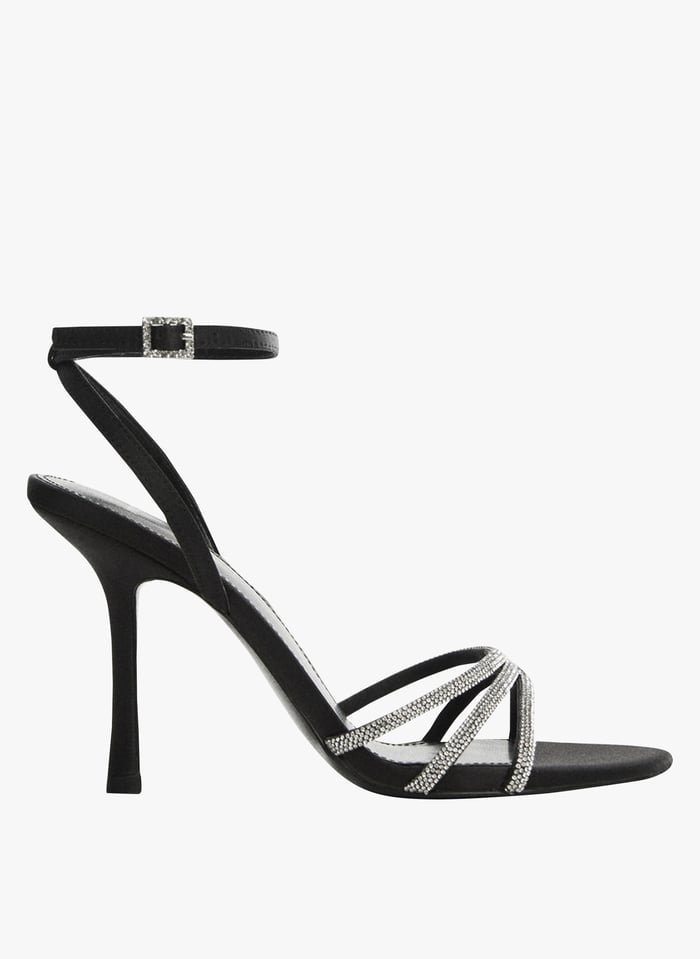 Sandales talon strass Noir