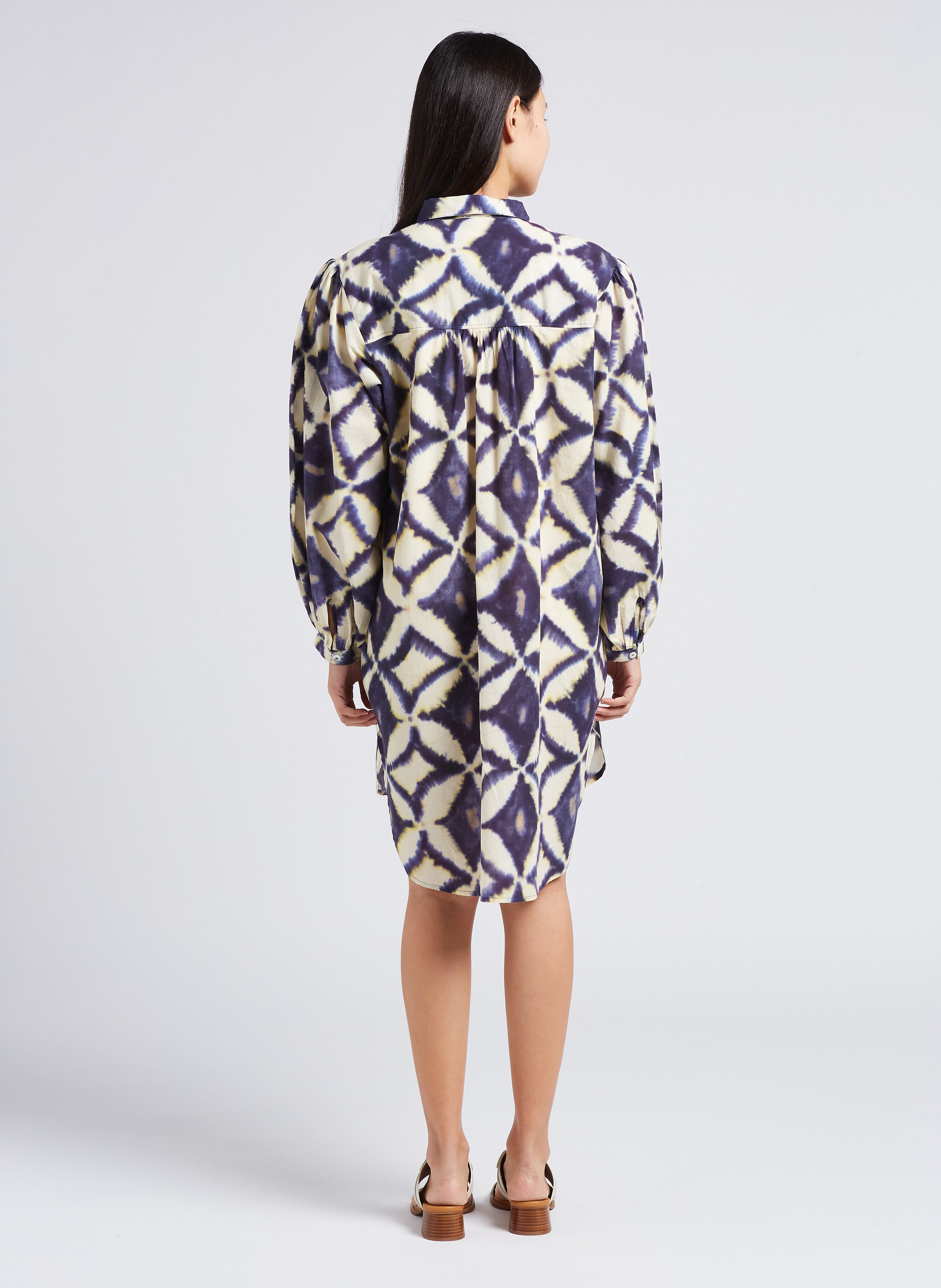 Short printed shirt dress with classic collar BELLEROSE Grey