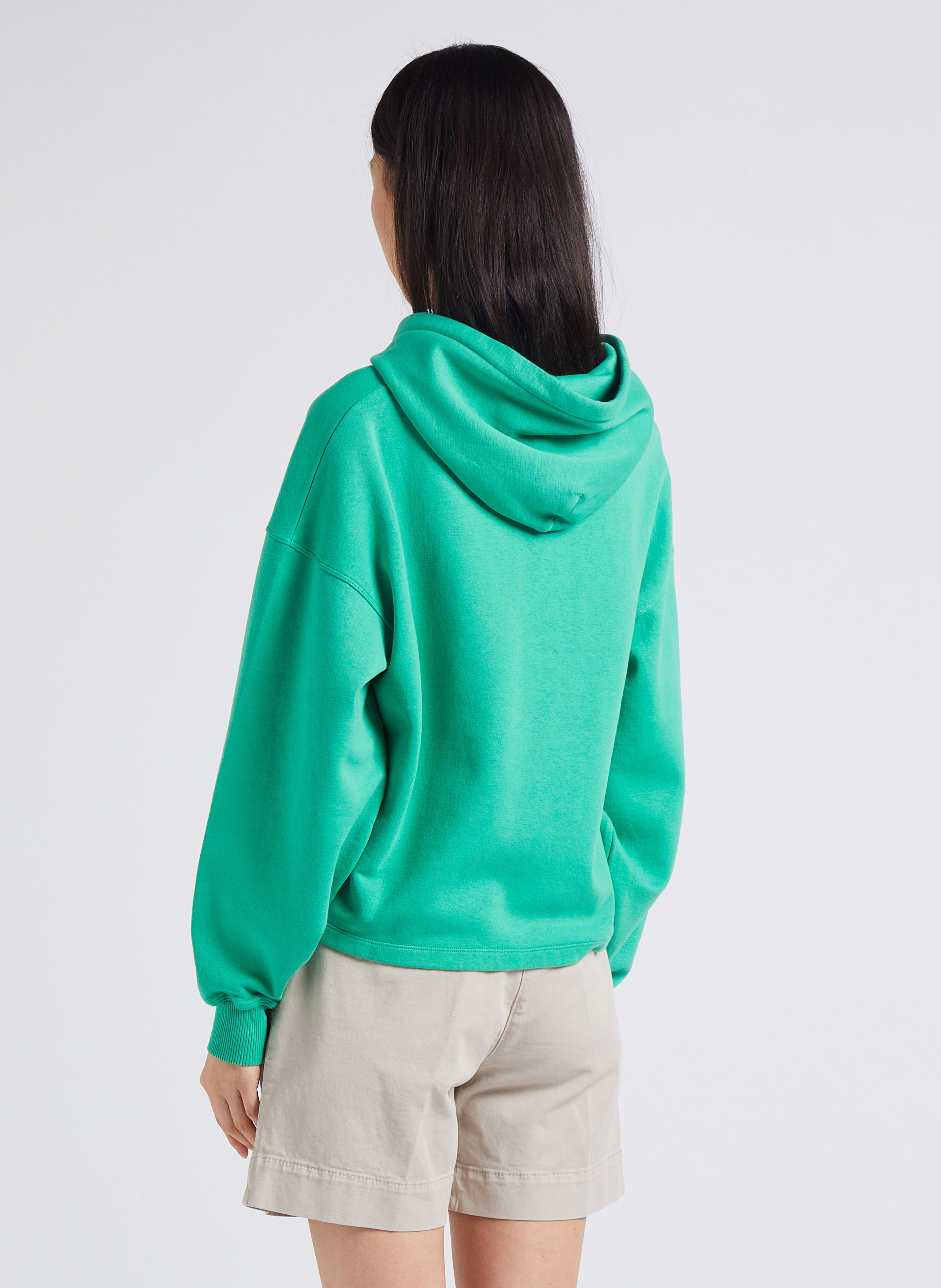 Sweat ample à capuche brodé en coton mélangé MAISON LABICHE Vert