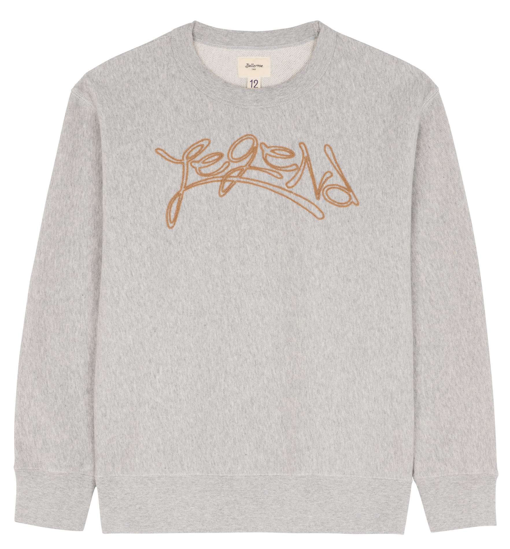 Embroidered cotton round-neck sweatshirt BELLEROSE Grey