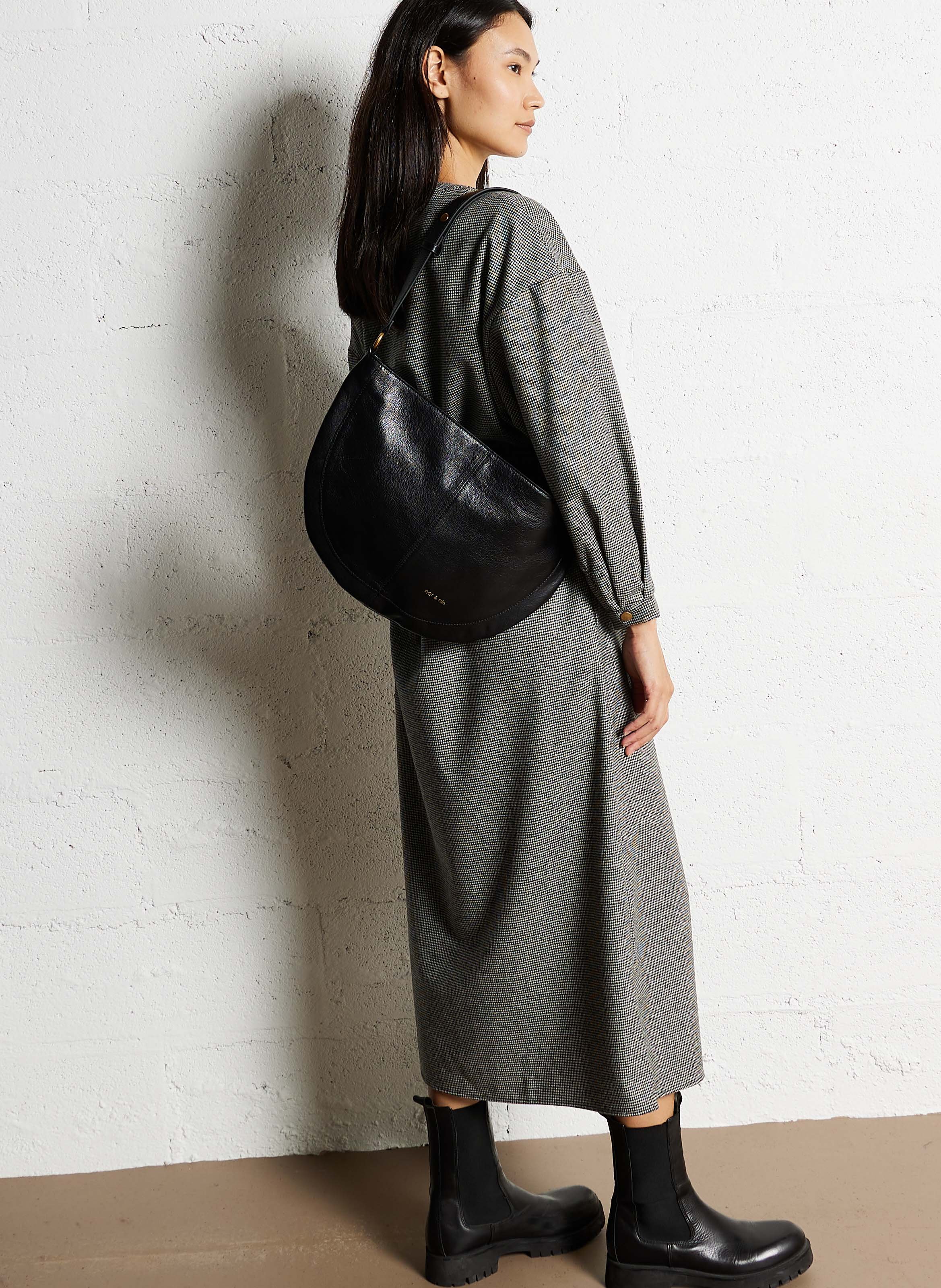 Sac cabas porté épaule en cuir NAT & NIN Noir