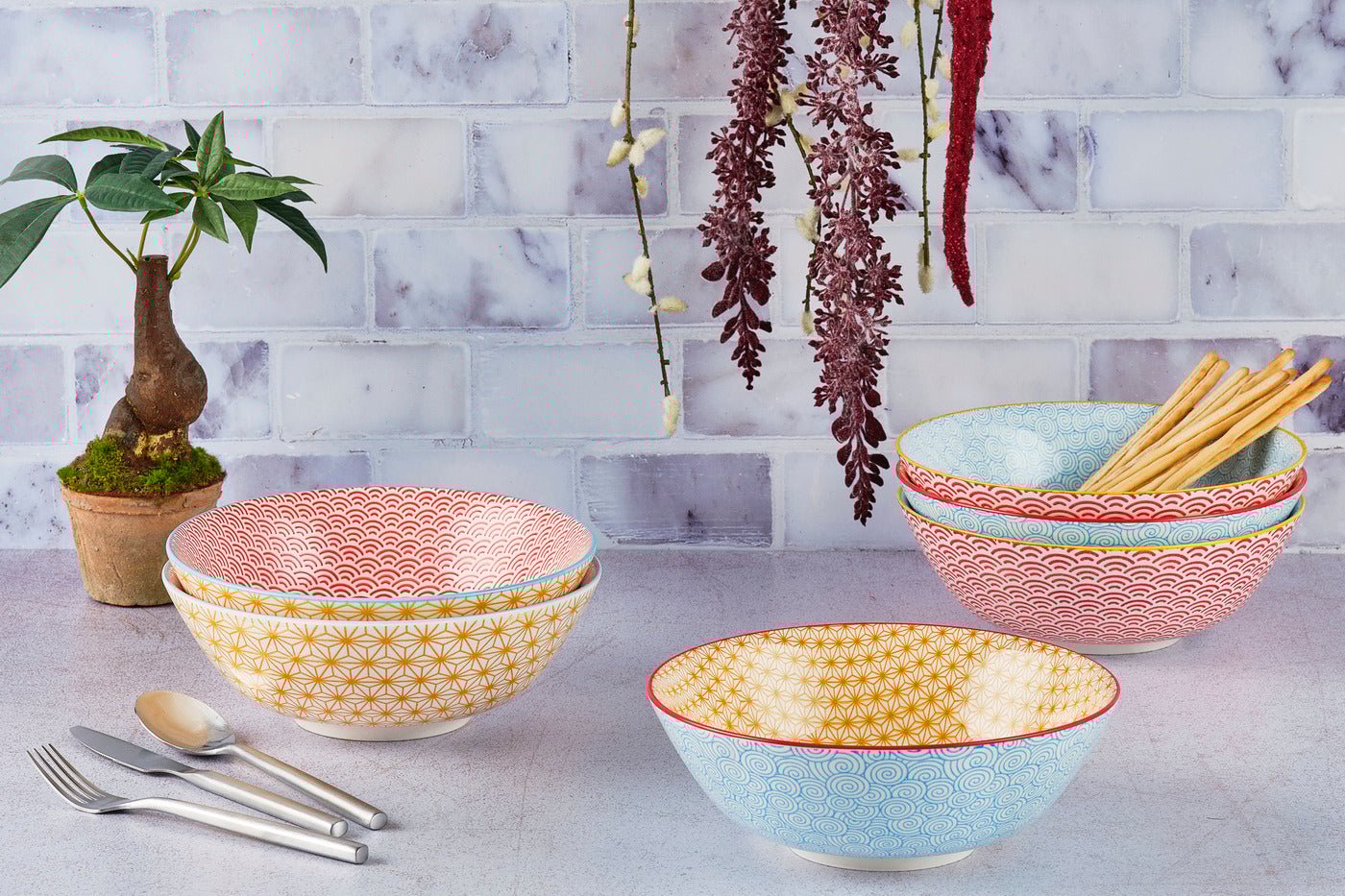 Bowl pattern ø21cm - 6 pieces - color BJORN Blue