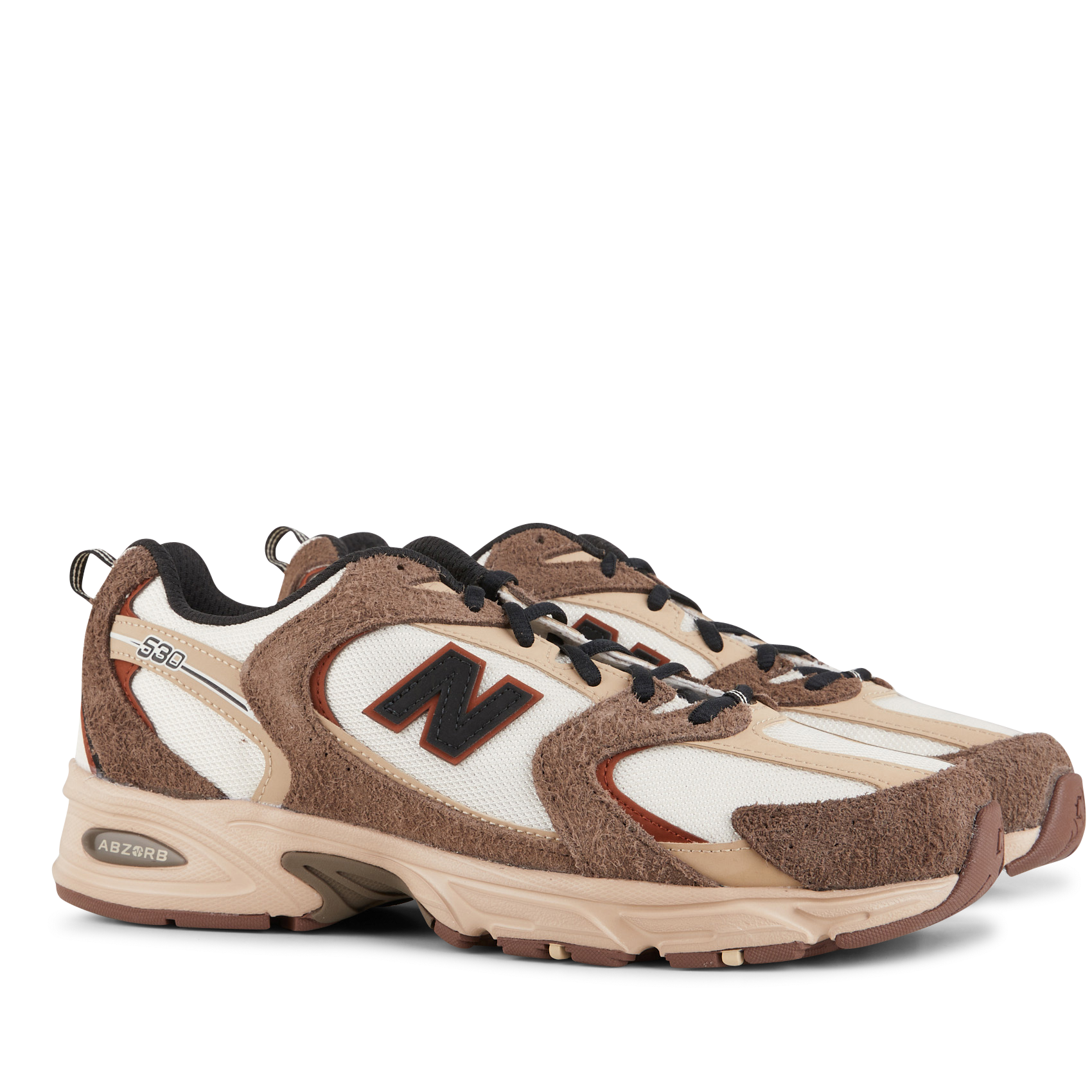 Baskets basse en cuir mélangé NEW BALANCE Marron