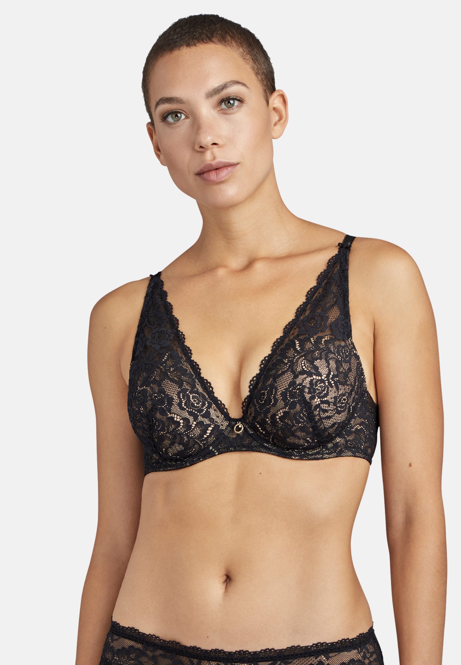 La Reine de la Nuit lyrical black scarf-style plunge bra AUBADE Black