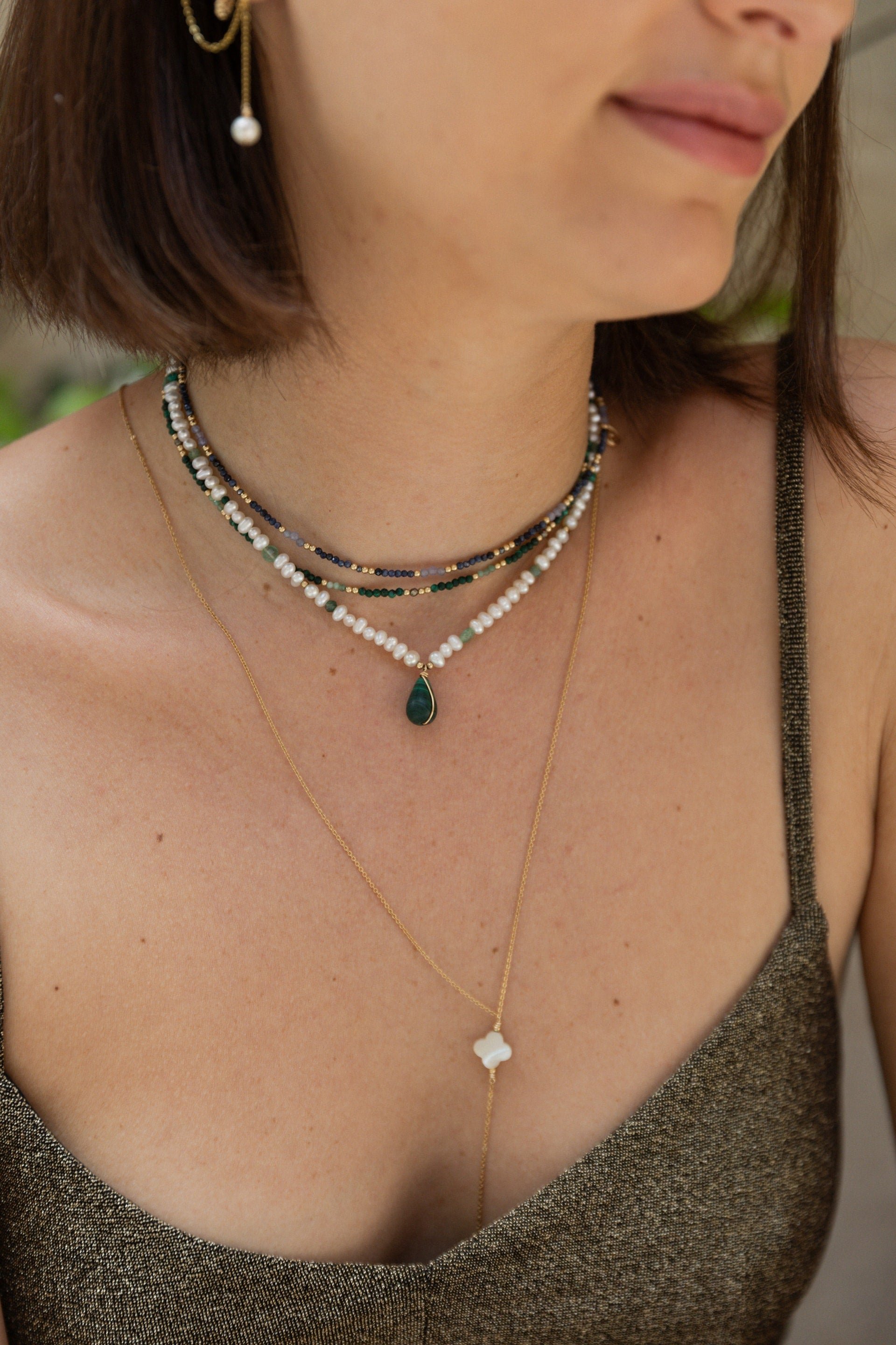 Double necklace-bracelet - mint YAY Green