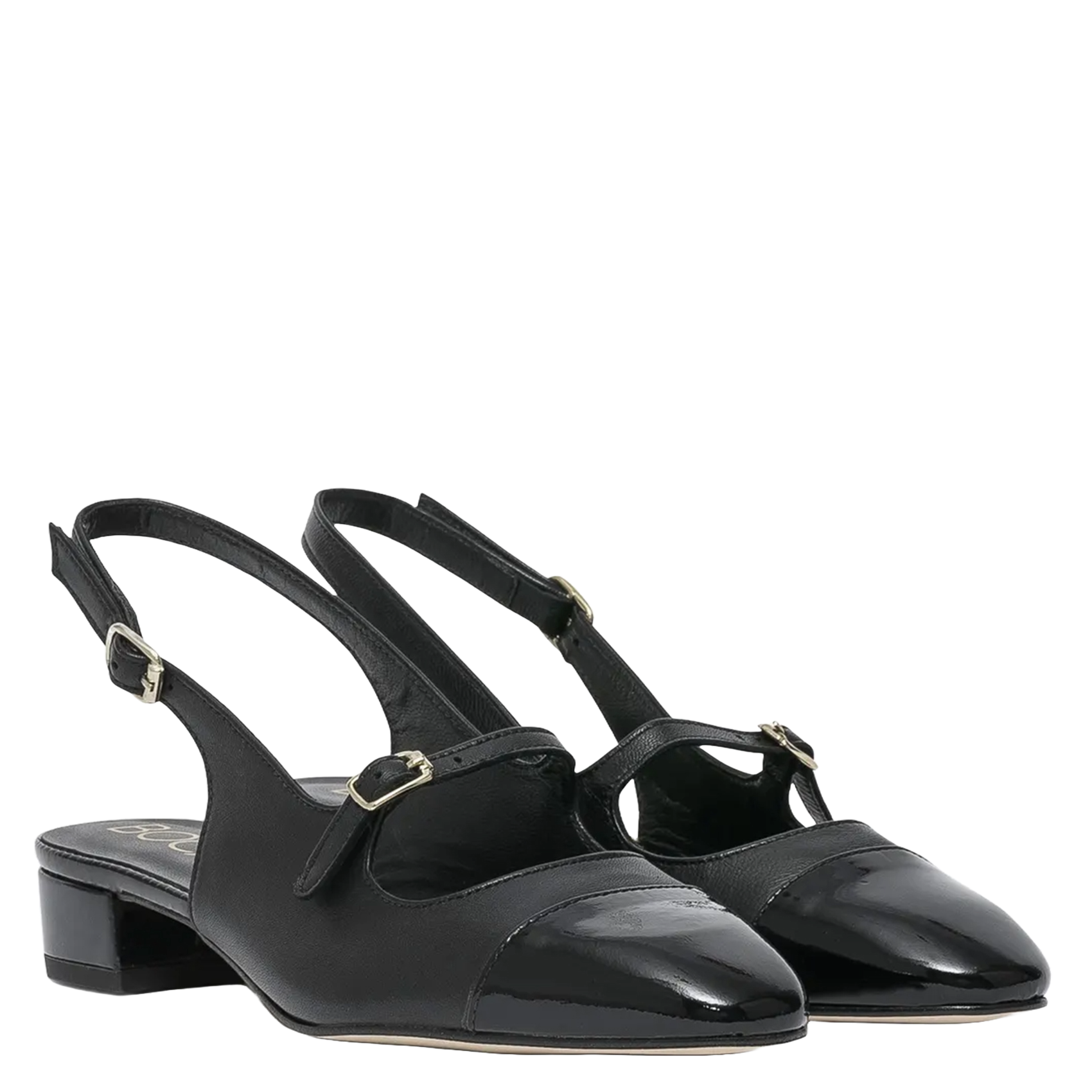 Ledersandalen mit niedrigem Absatz BOCAGE Schwarz