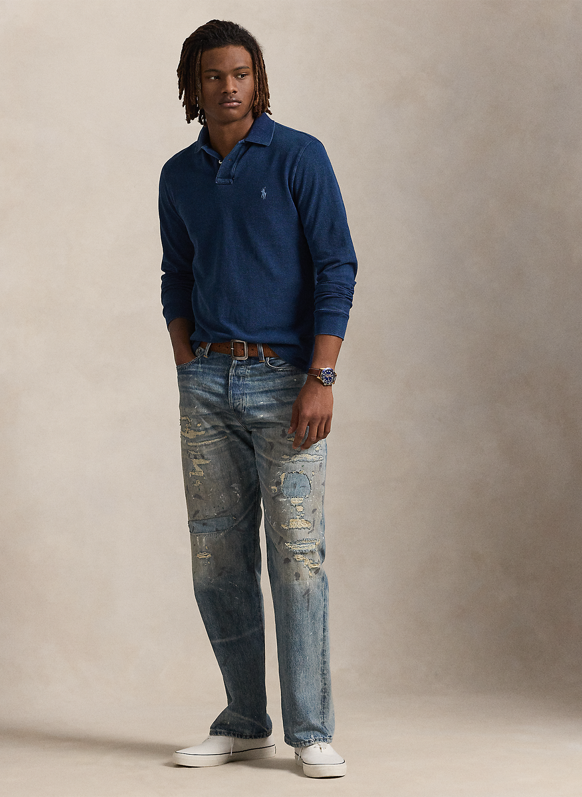 Slim-fit cotton polo shirt POLO RALPH LAUREN Blue