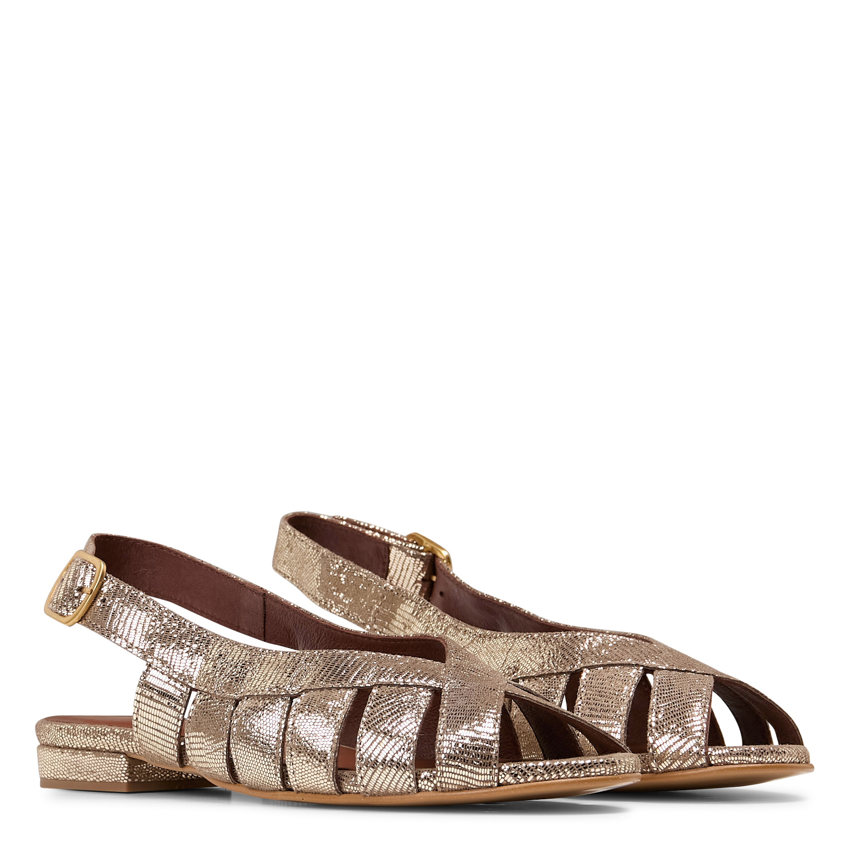 Sandales plates en cuir métallisé ANONYMOUS COPENHAGEN Doré