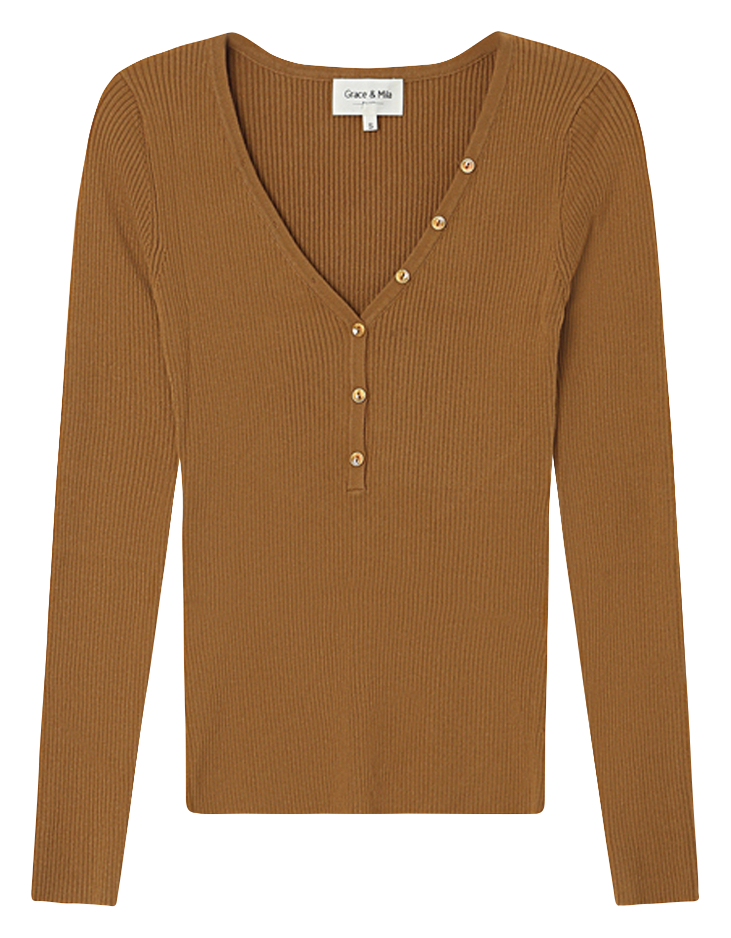 Pull col v  GRACE ET MILA Jaune