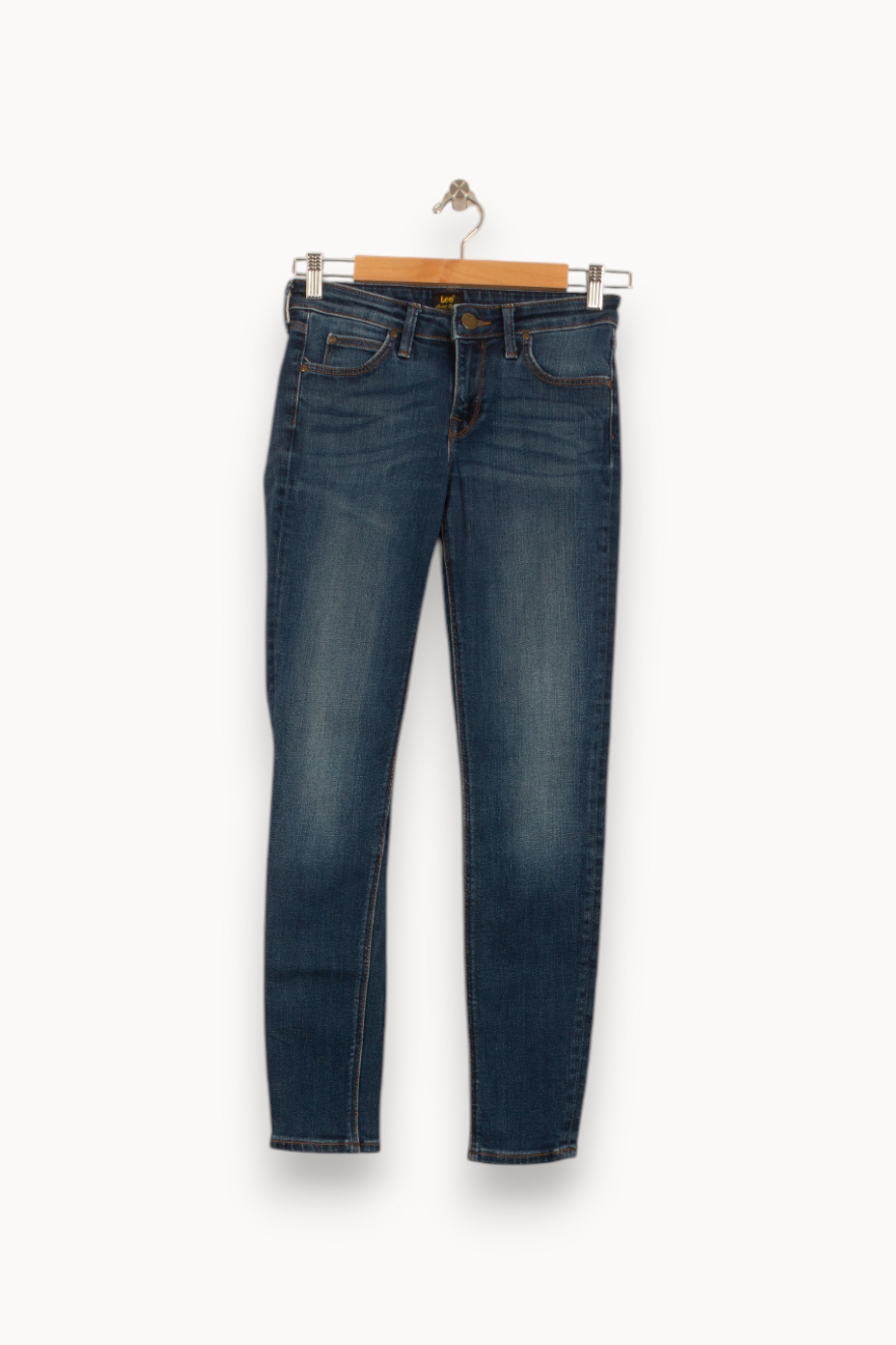 Cropped slim jeans with studs LEE - Seconde Main Blue