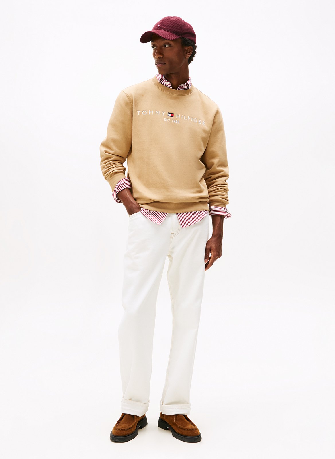 Besticktes Rundhals-Sweatshirt aus Bio-Baumwolle, Regular Fit TOMMY HILFIGER Braun