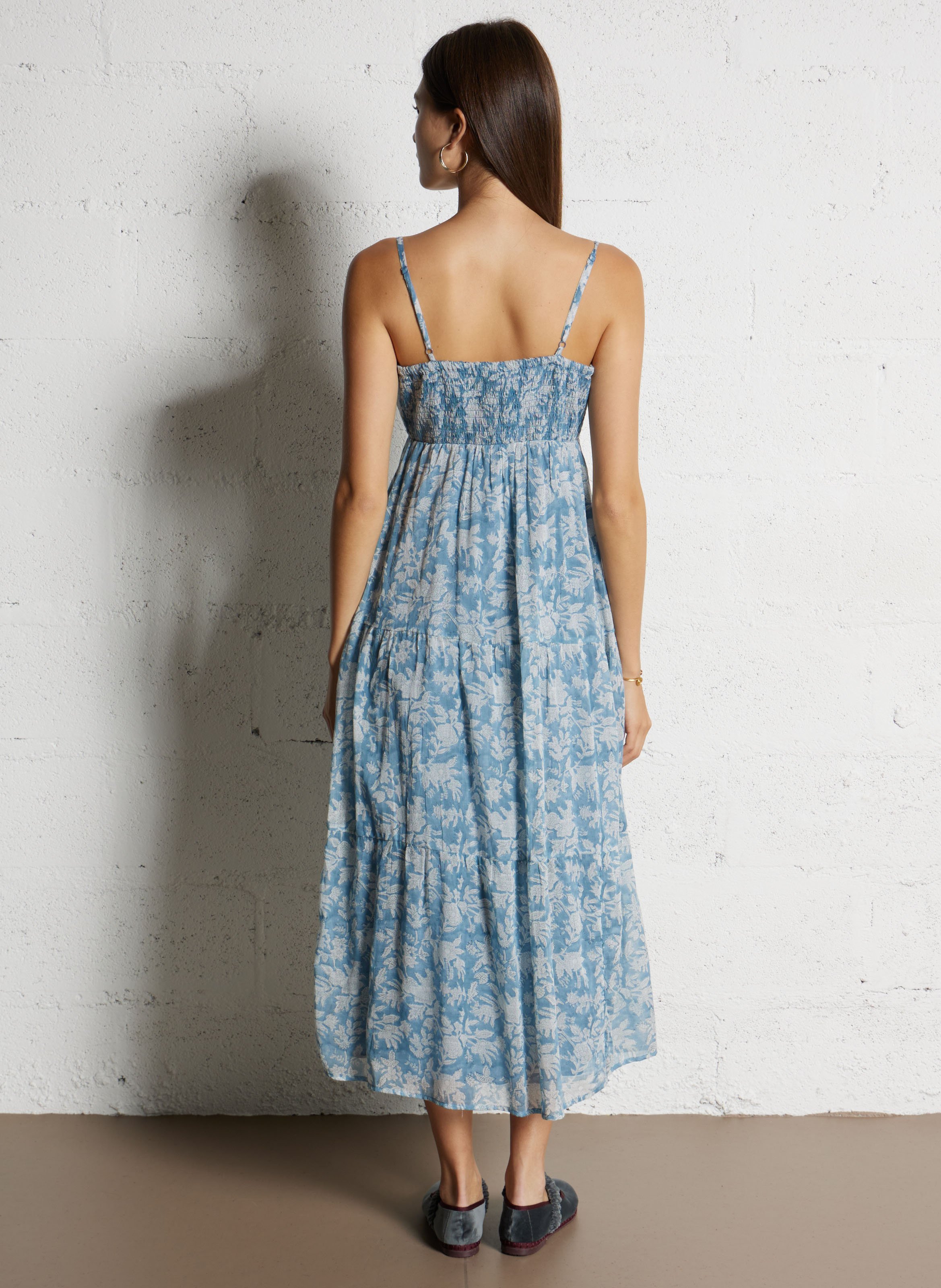 Printed cotton midi dress MAISON 123 Blue