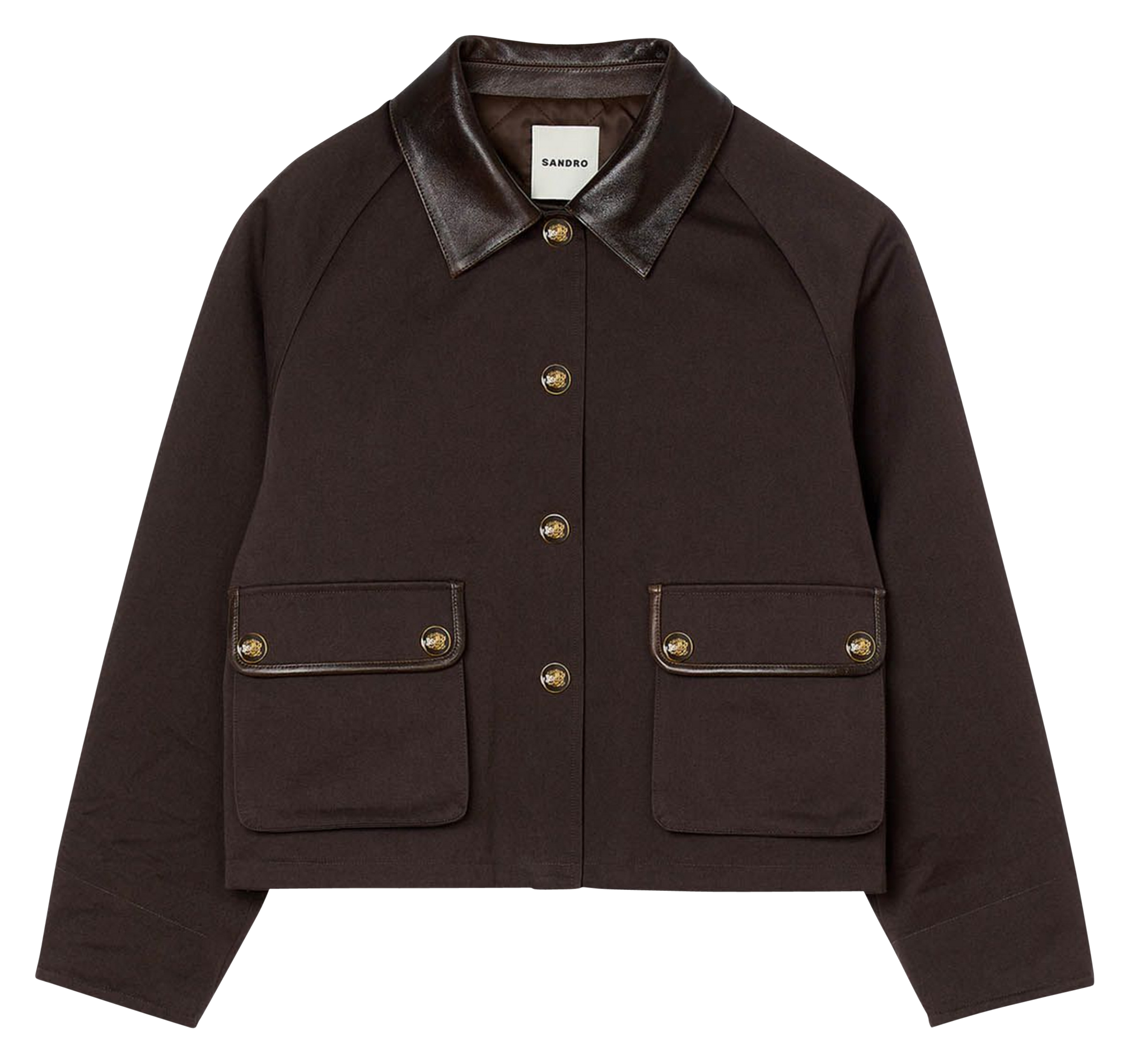 Veste col classique en coton SANDRO Marron