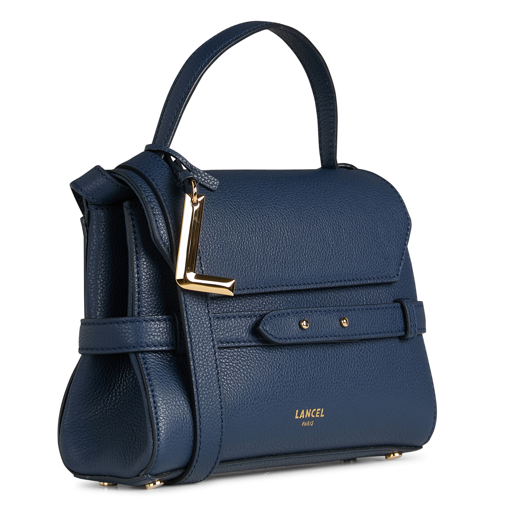 Sac à main en cuir grainé LANCEL Bleu