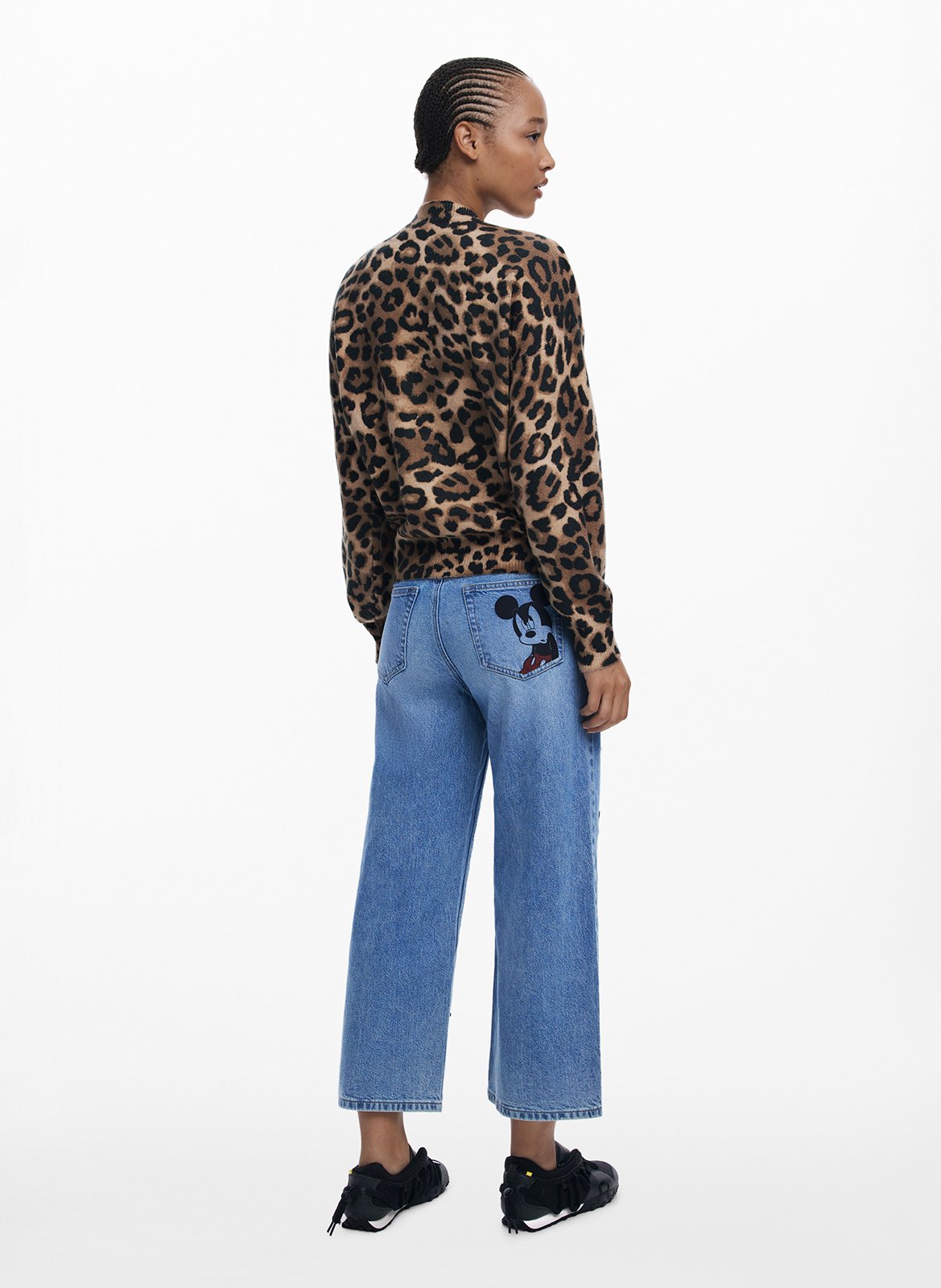 Felpa girocollo leopardata DESIGUAL Marrone