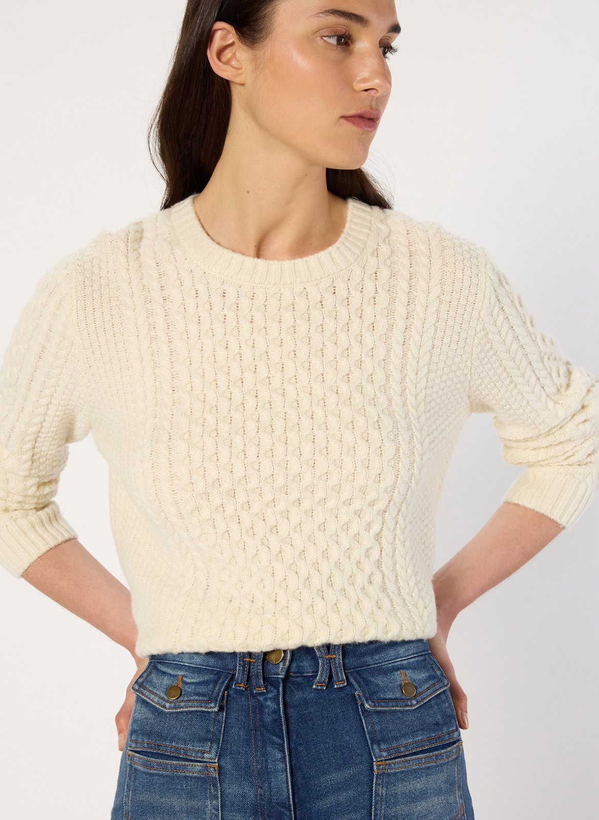 Effen trui van wolmix met lange mouwen en kant GERARD DAREL Beige